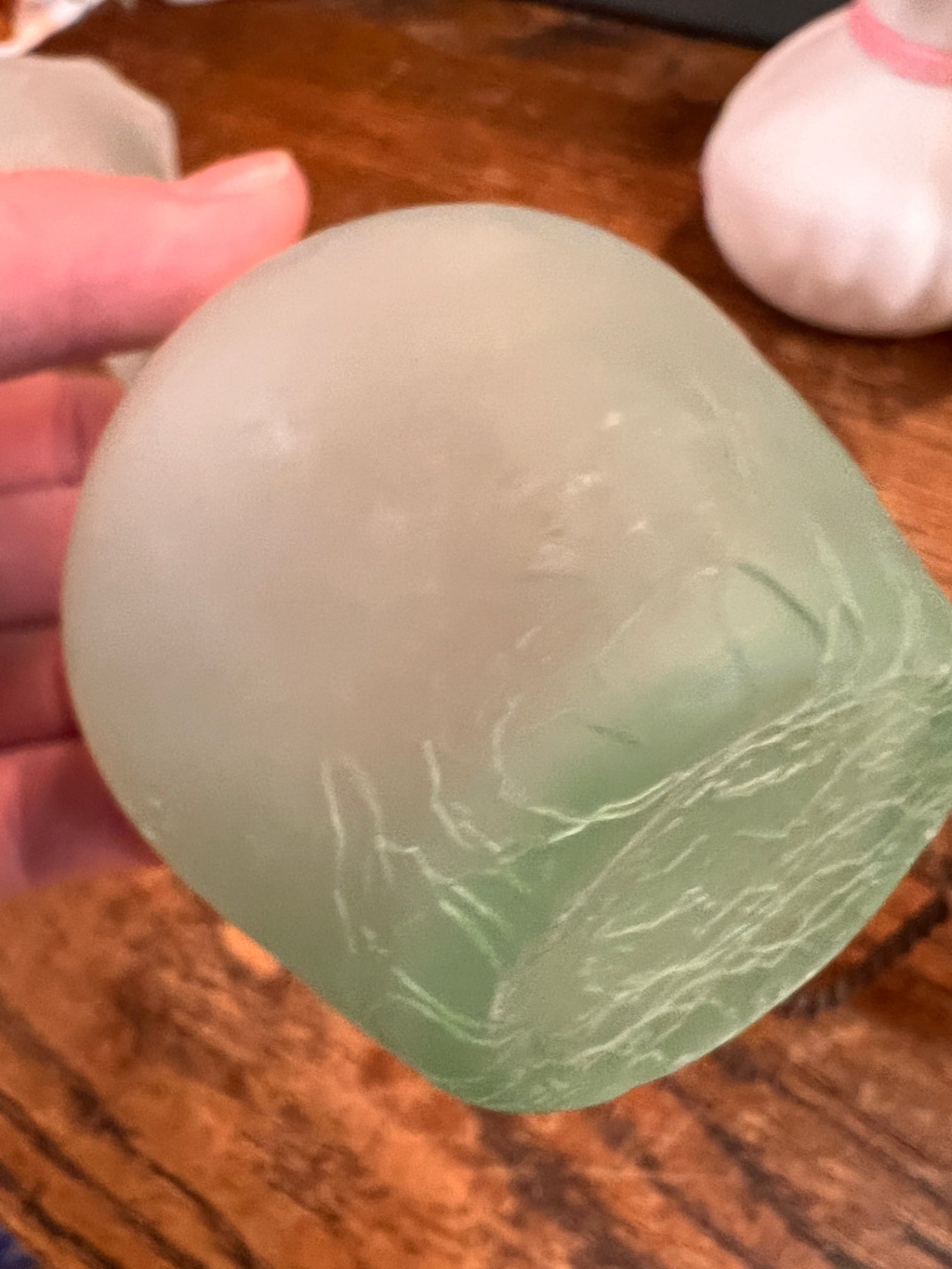 Frosted green bud vase