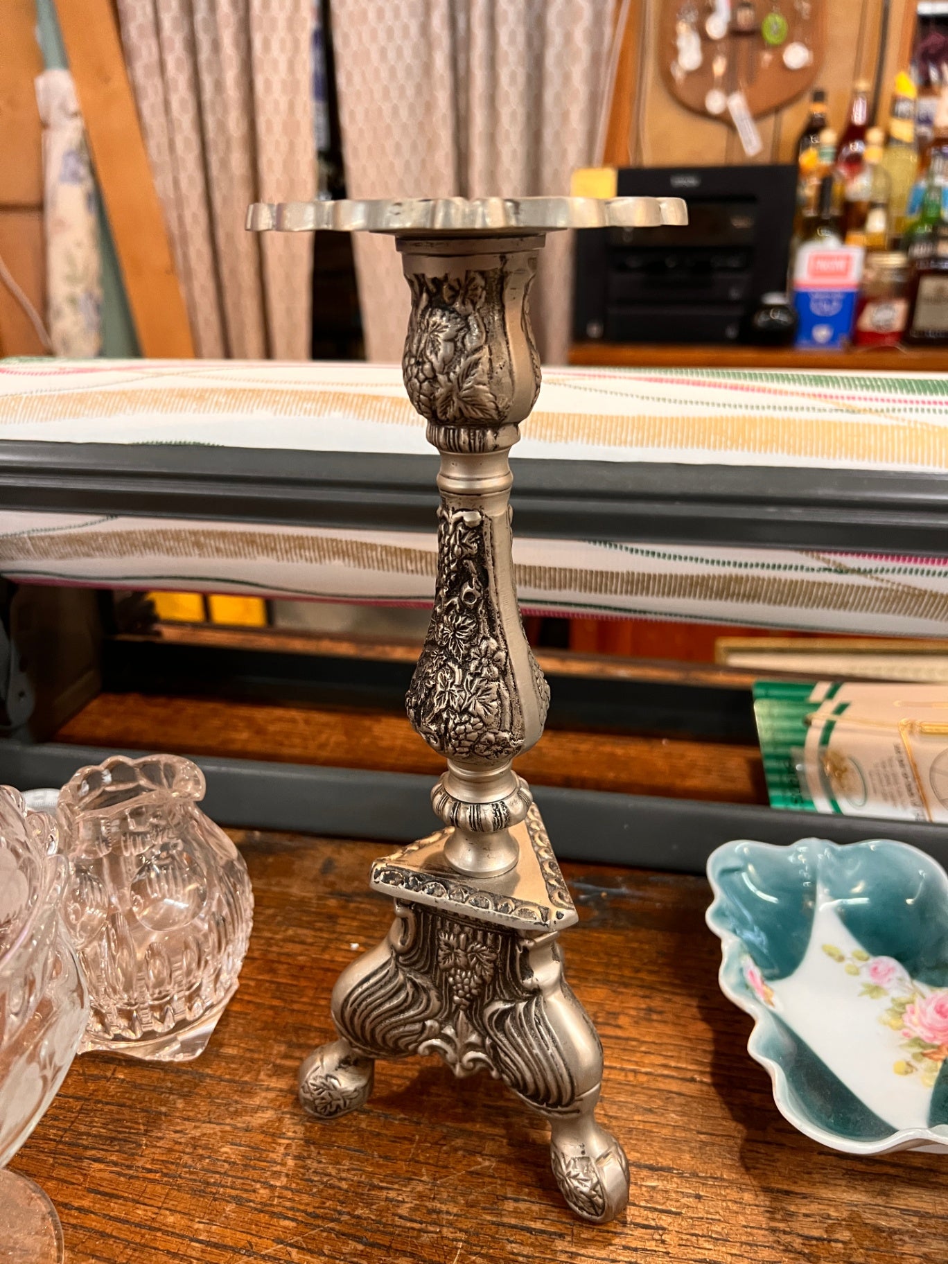 Silver/Metallic Metal Candle Holder