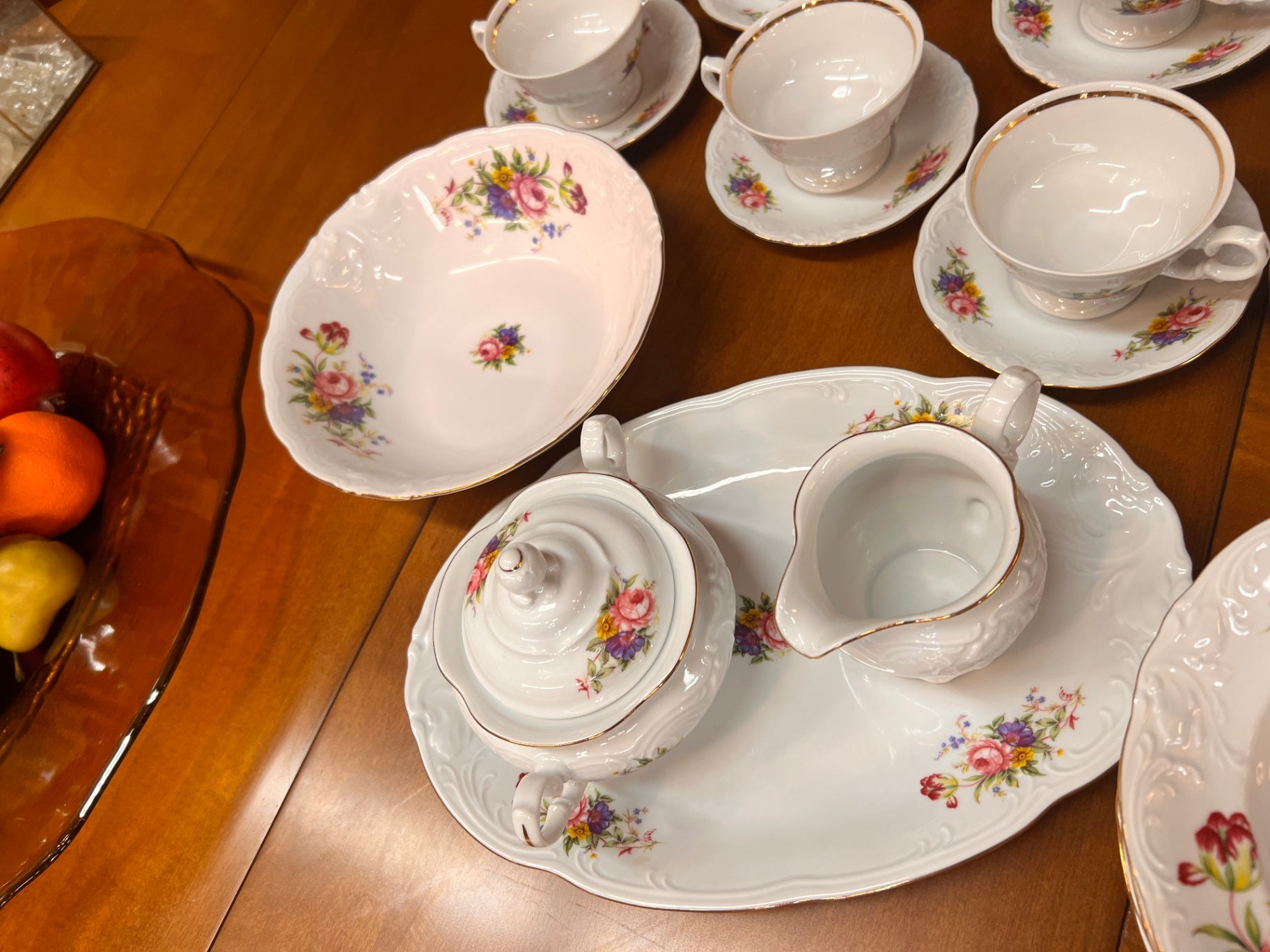 White with multicolored floral pattern Porcelain Porcelain & Ceramics