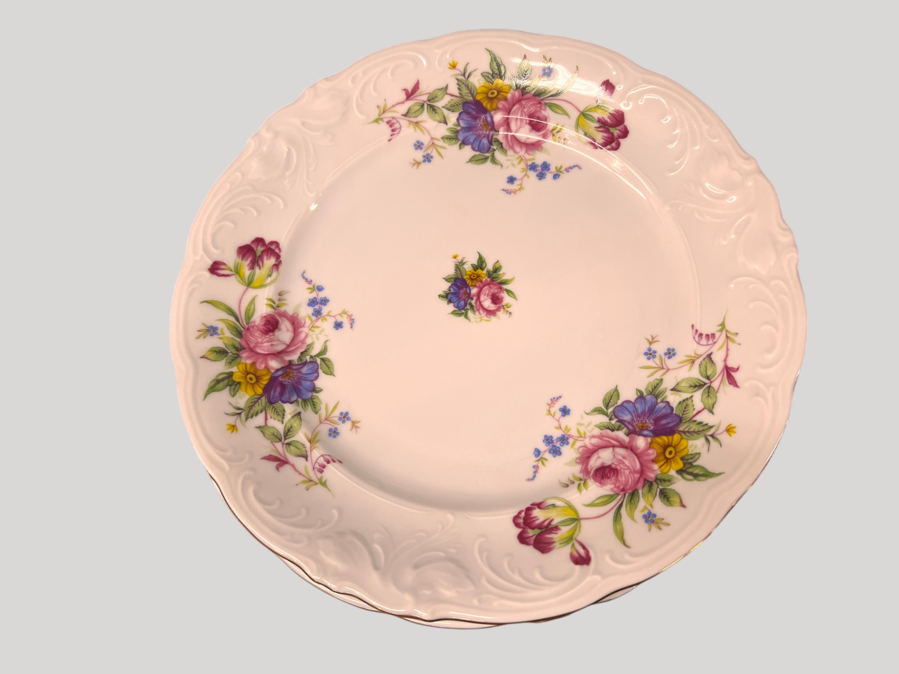 White with multicolored floral pattern Porcelain Porcelain & Ceramics