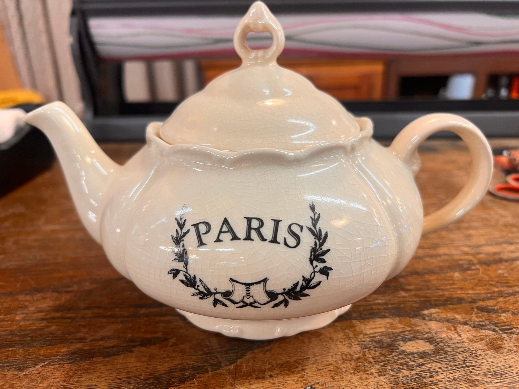 Vintage Paris Ceramic Teapot – Crackle Glaze