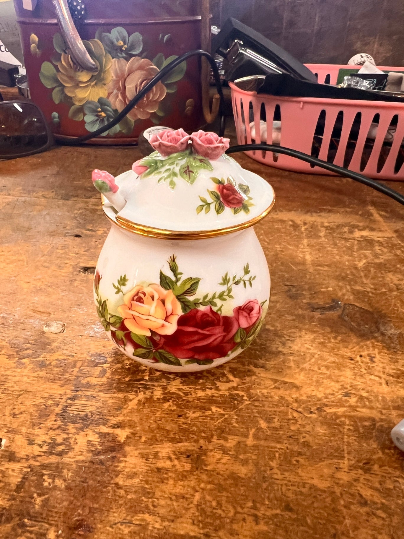 Royal Albert “Old Country Roses” Jam Jar with Lid – Fine China