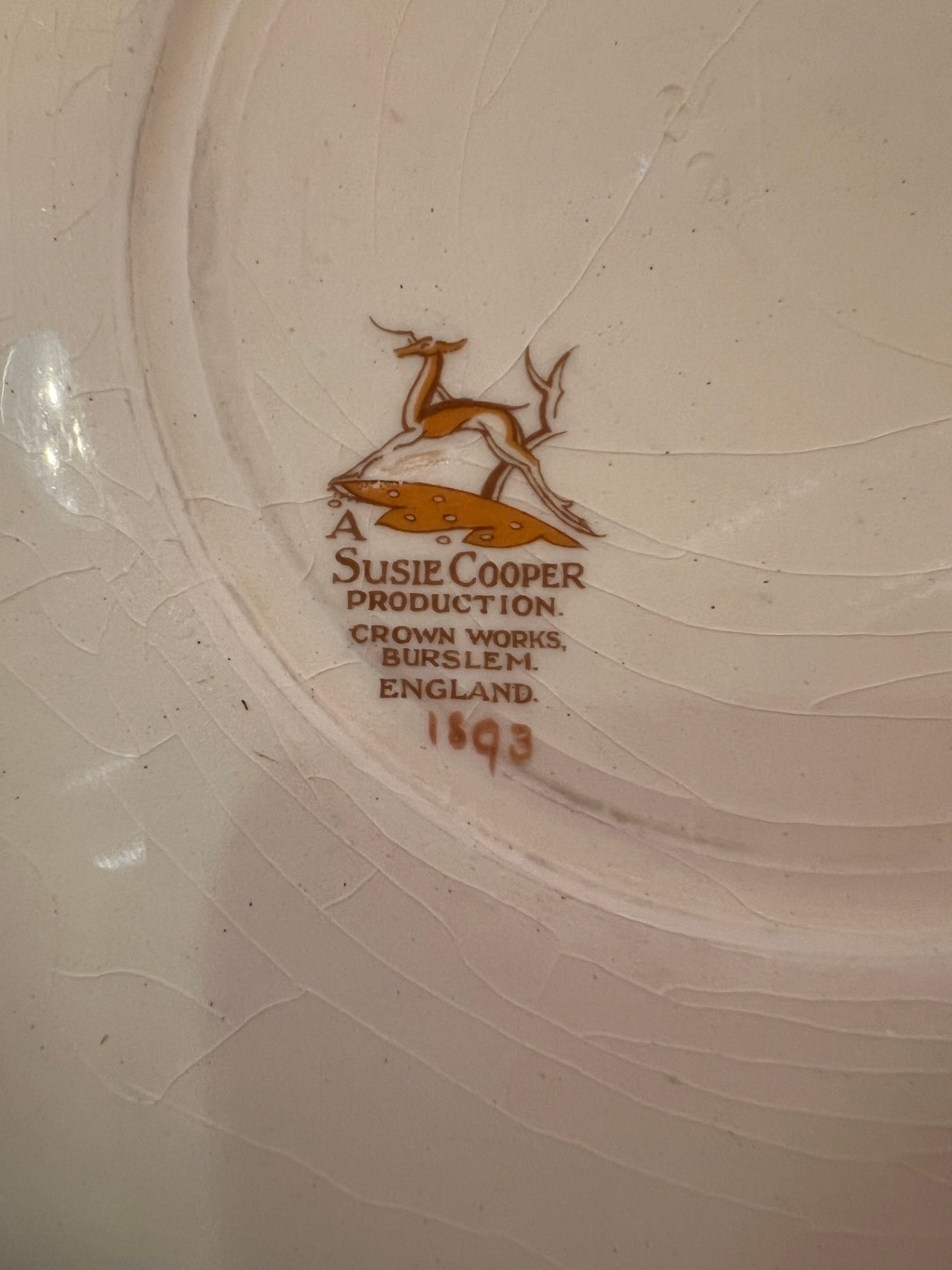 Vintage Susie Cooper Plate – Crown Works Burslem, England – Floral Rose Design