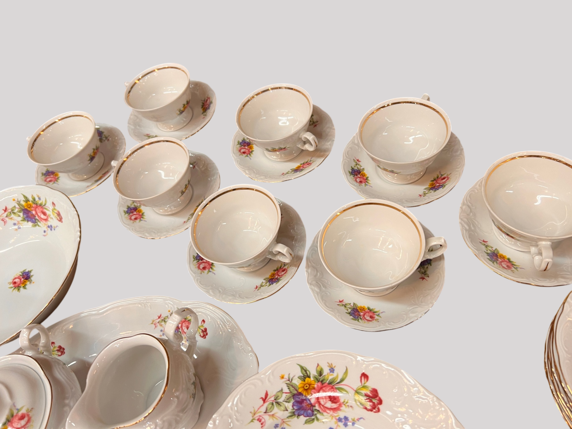 White with multicolored floral pattern Porcelain Porcelain & Ceramics