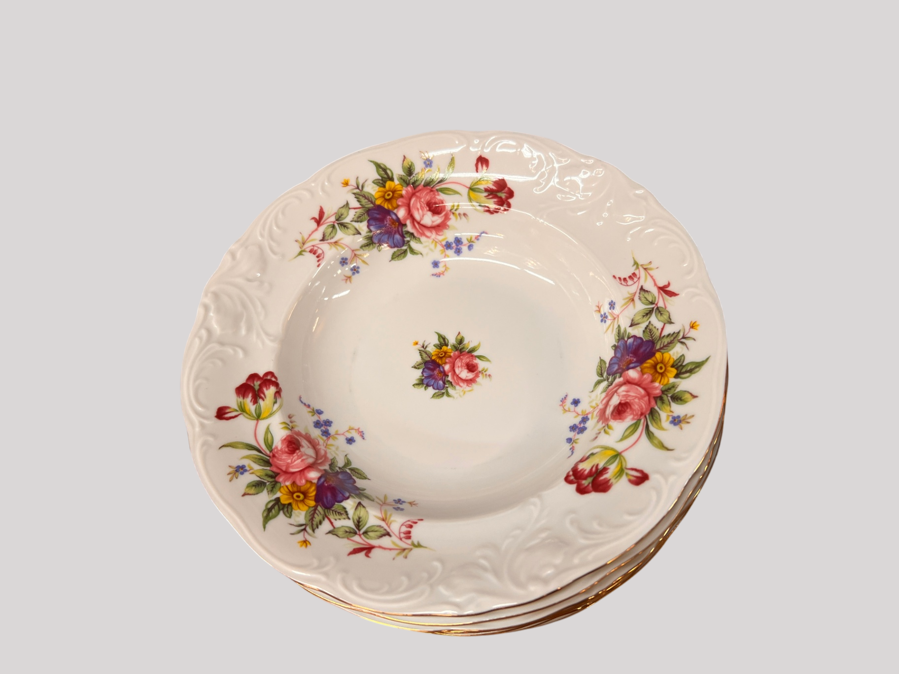 White with multicolored floral pattern Porcelain Porcelain & Ceramics