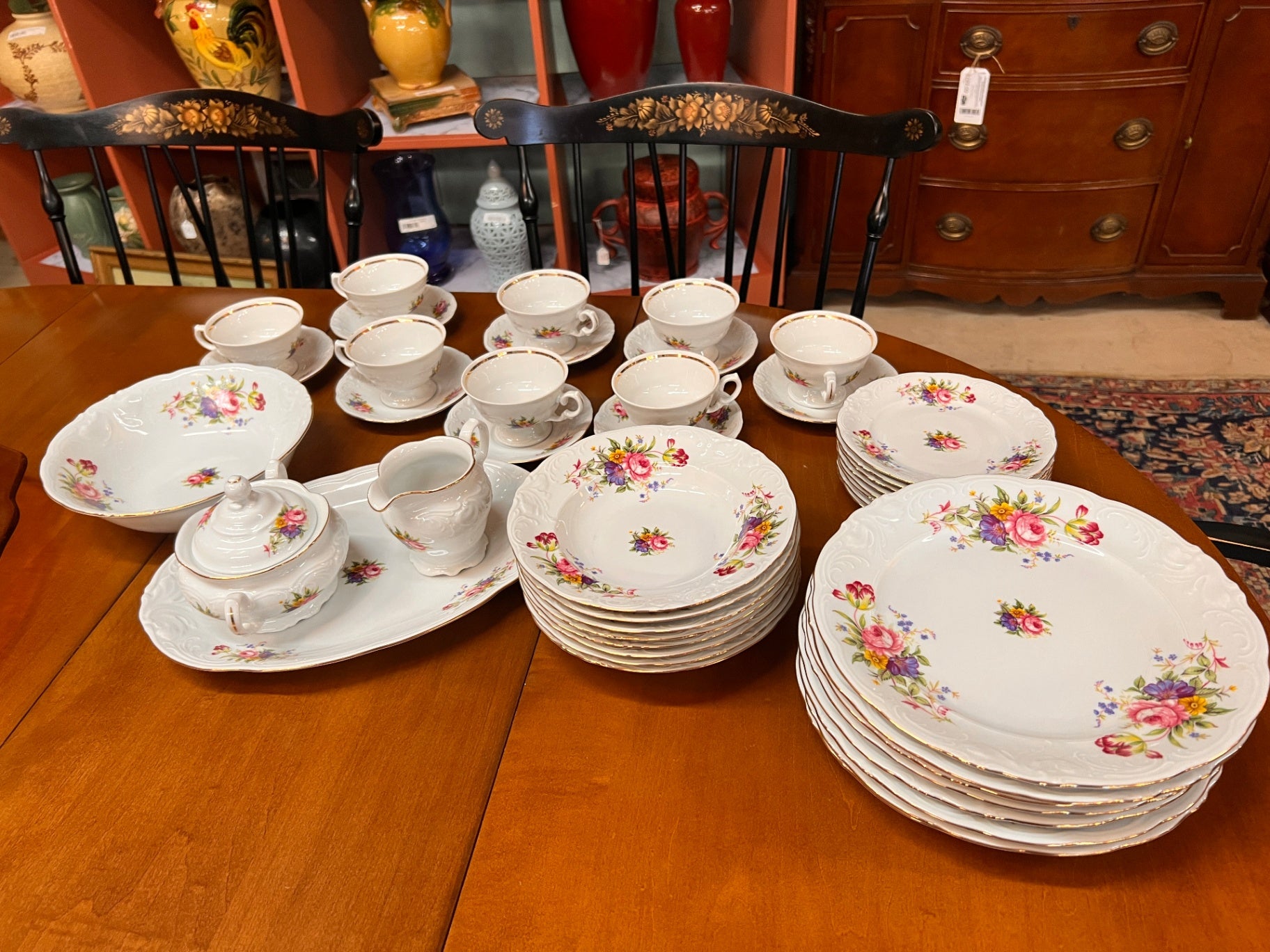 White with multicolored floral pattern Porcelain Porcelain & Ceramics