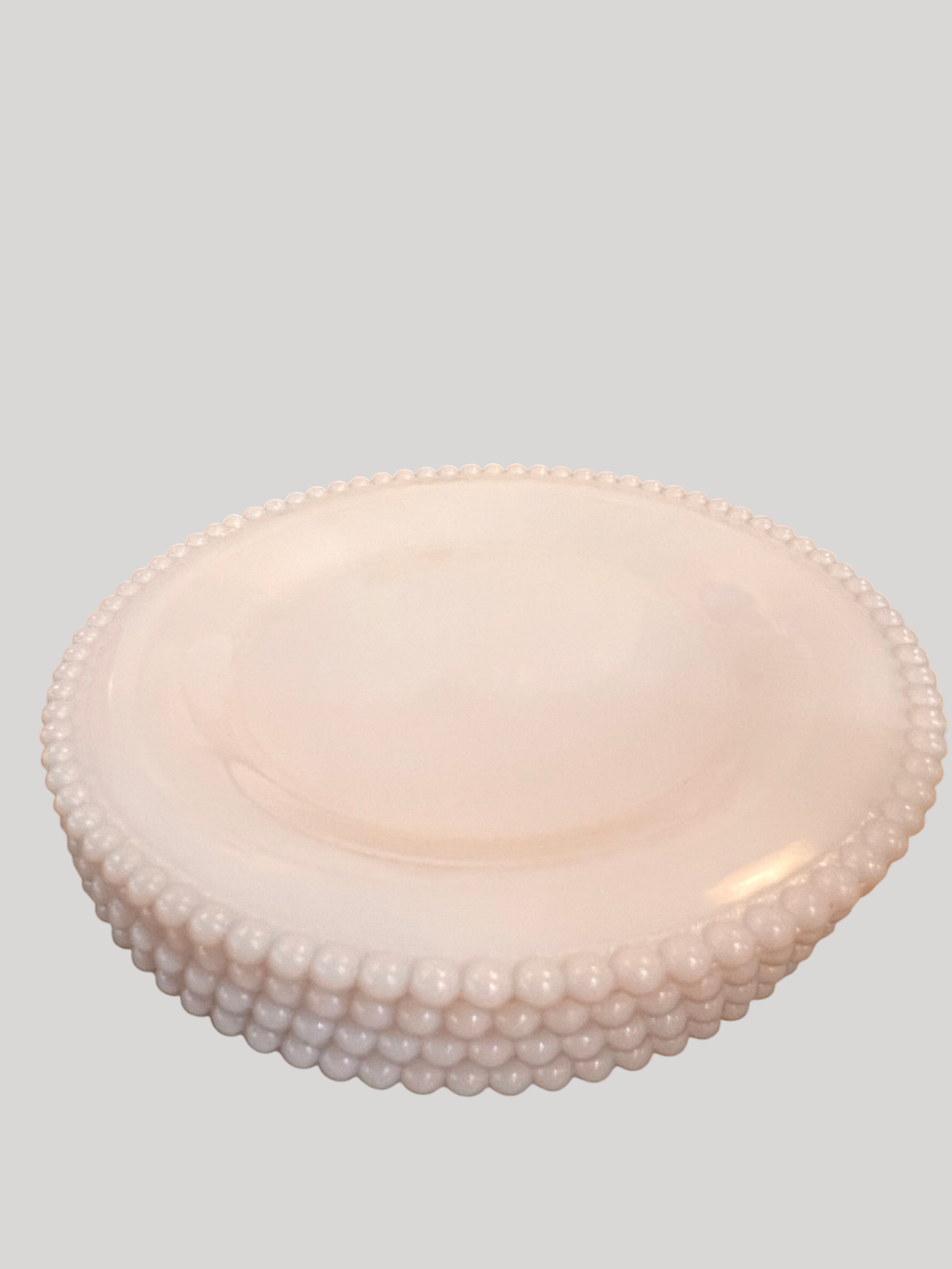Vintage Milk Glass Beaded Edge Plate