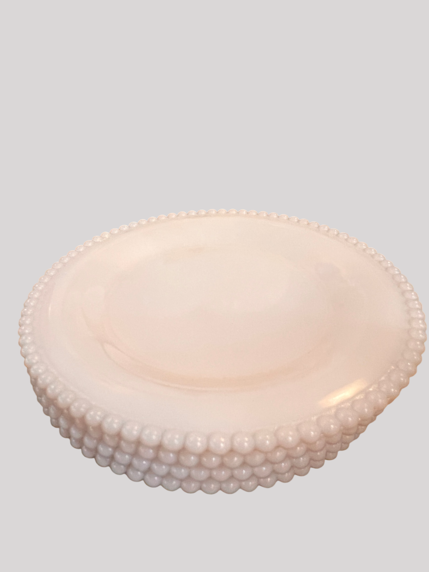 Vintage Milk Glass Beaded Edge Plate