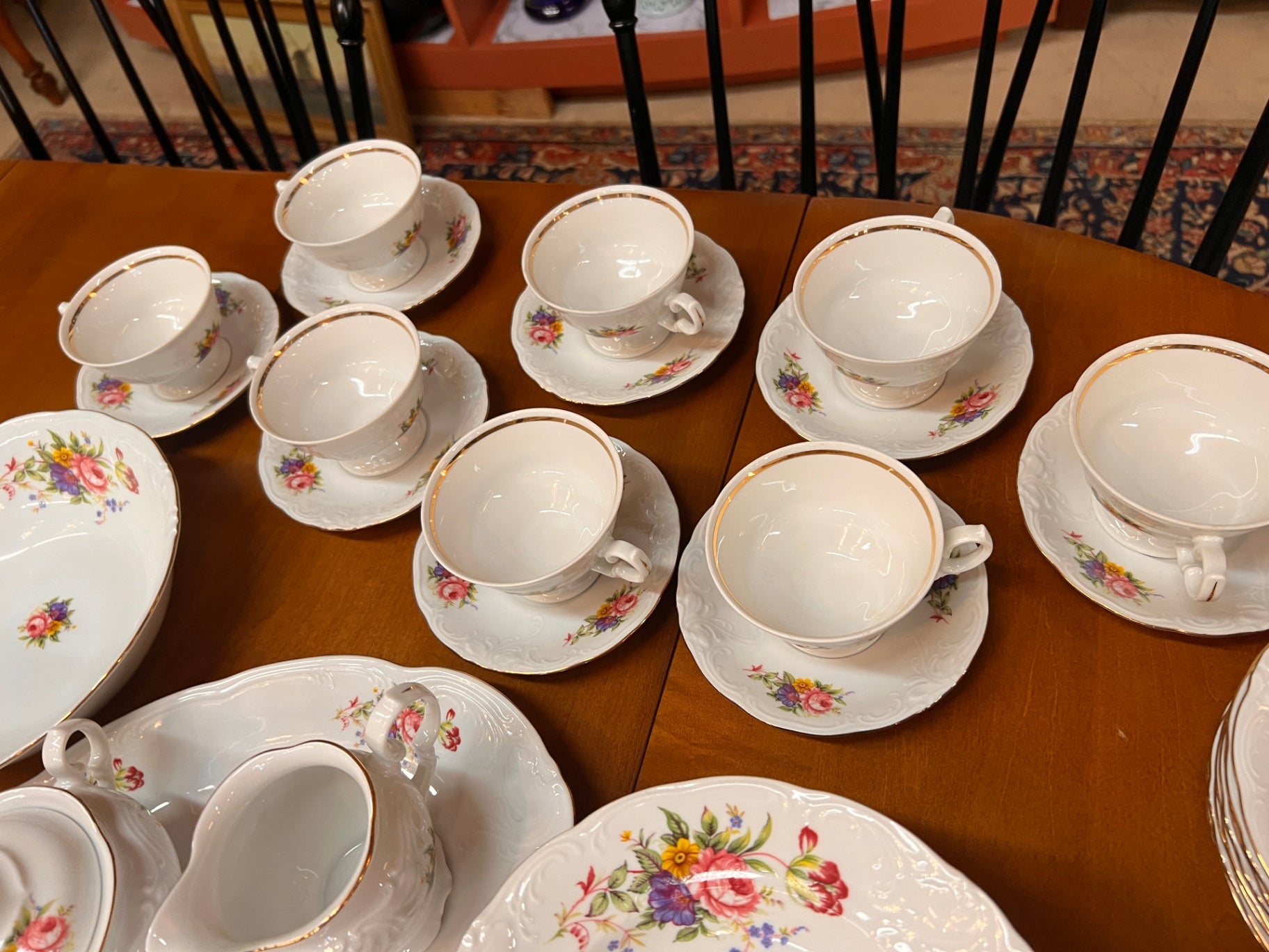 White with multicolored floral pattern Porcelain Porcelain & Ceramics