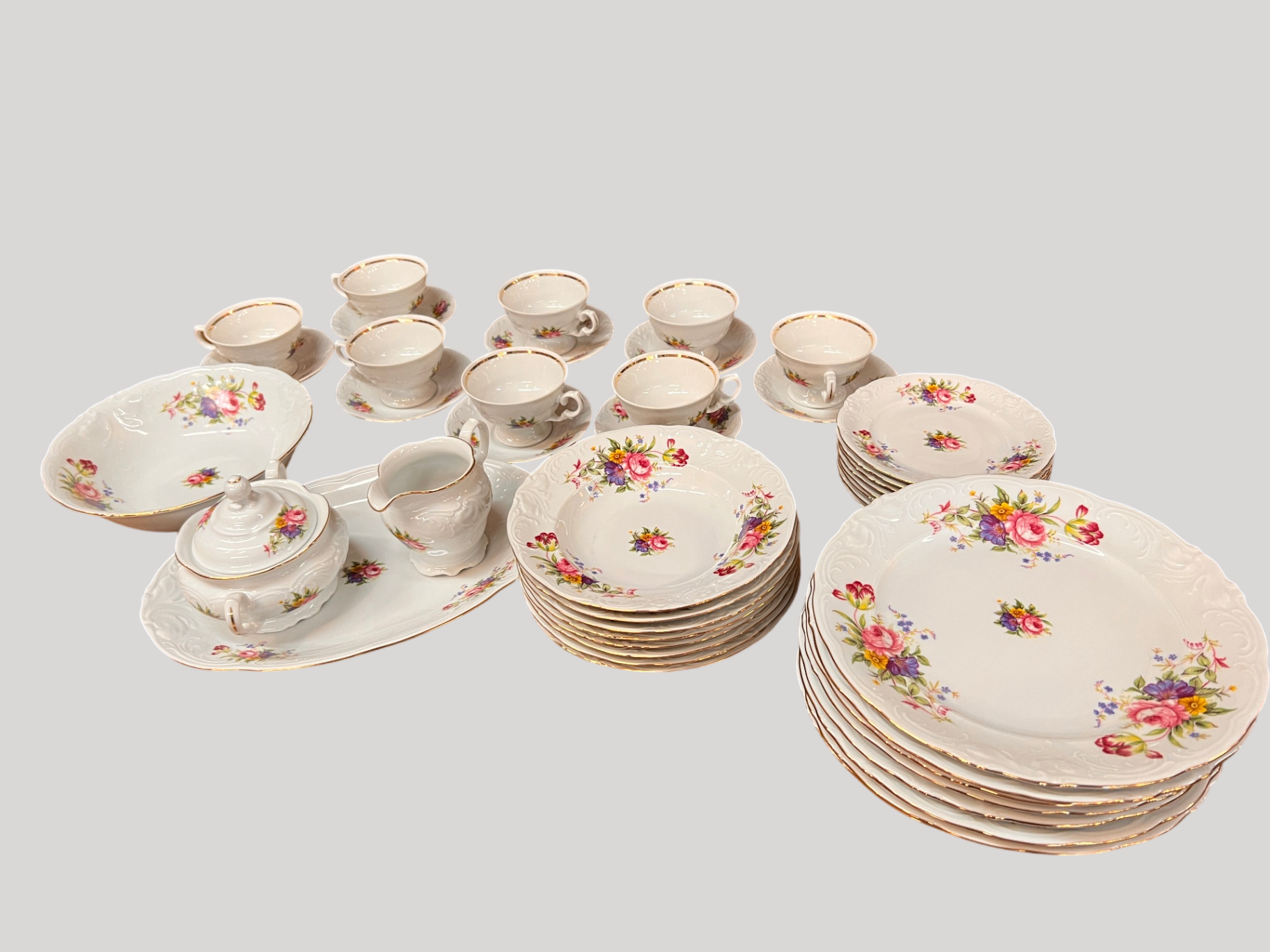 White with multicolored floral pattern Porcelain Porcelain & Ceramics