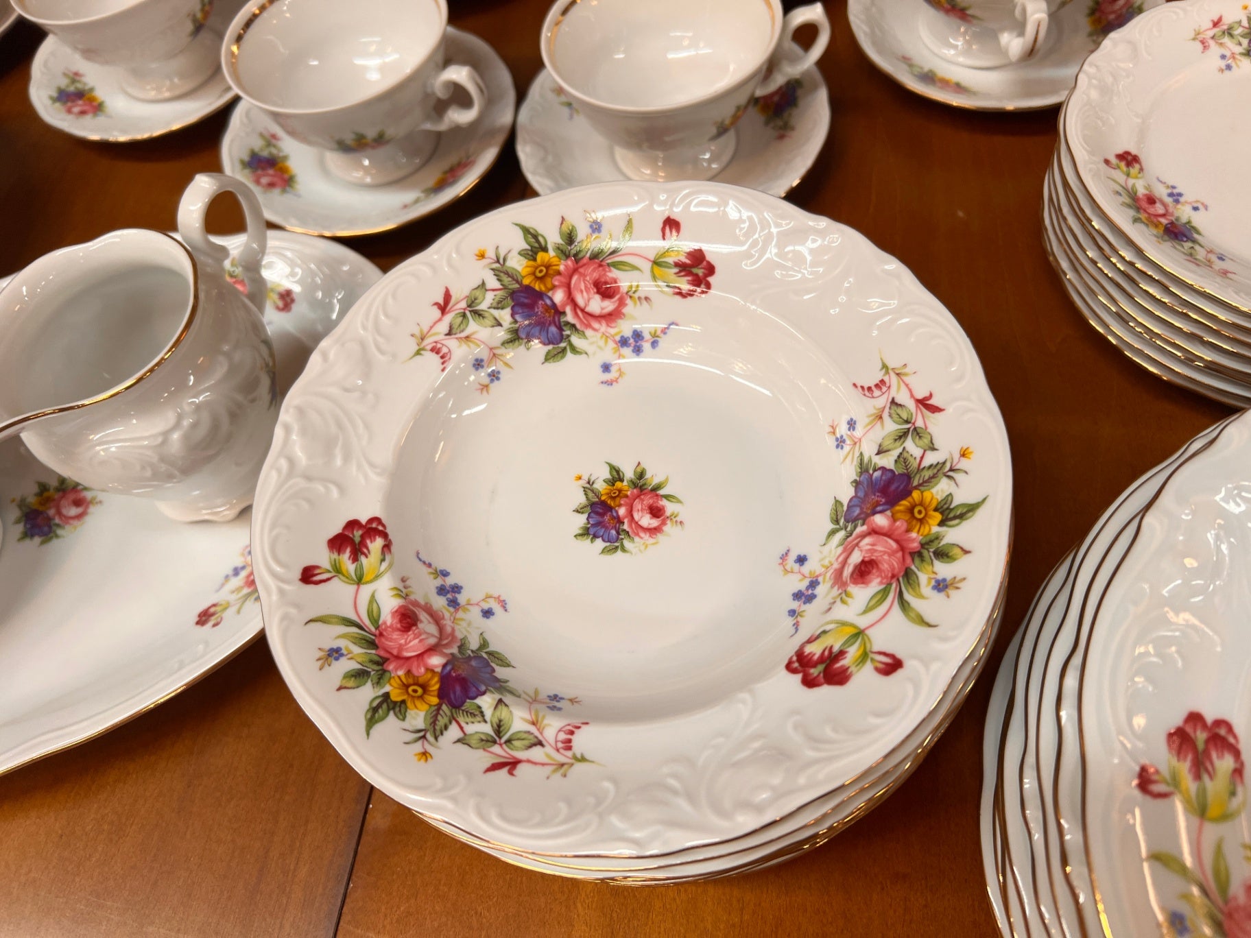 White with multicolored floral pattern Porcelain Porcelain & Ceramics
