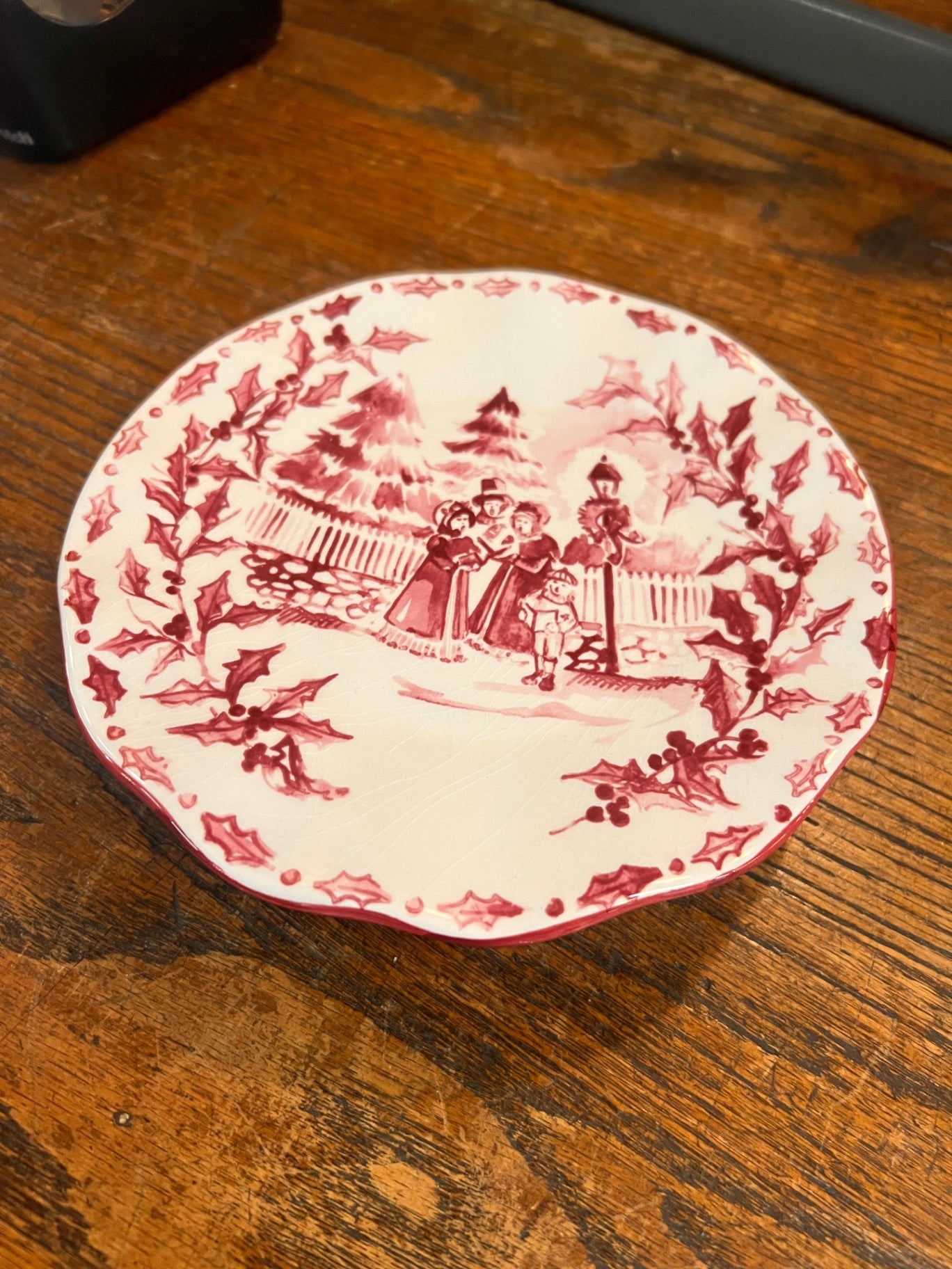 Red and White Vintage Serving Dish