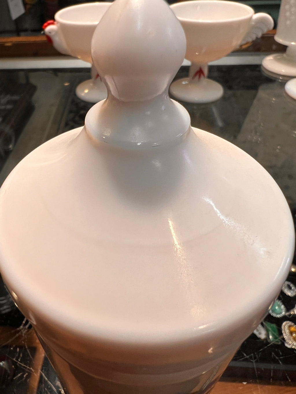 Antique French Opaline Glass Apothecary Jar – Hand Painted Floral, c.1900