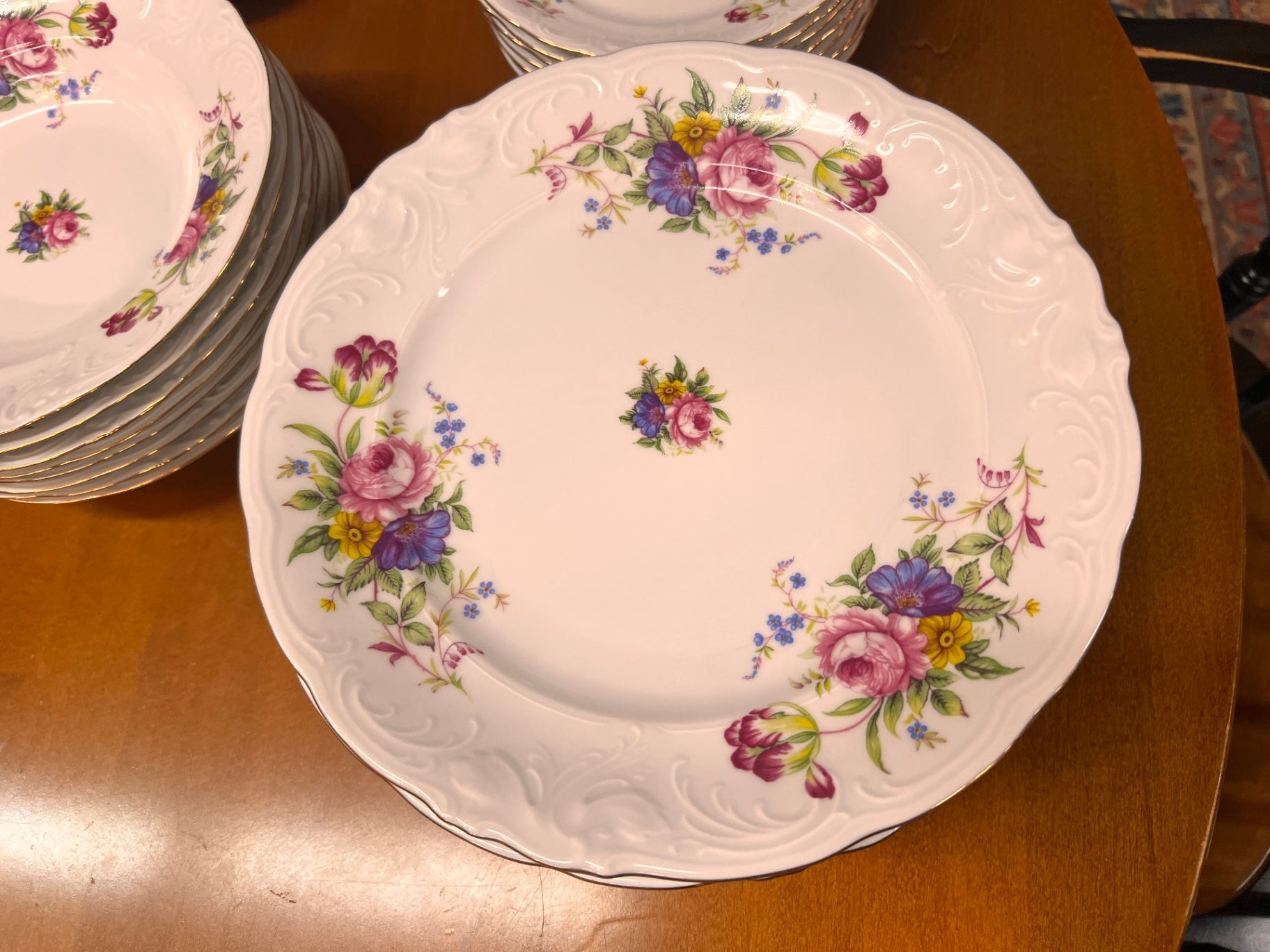White with multicolored floral pattern Porcelain Porcelain & Ceramics