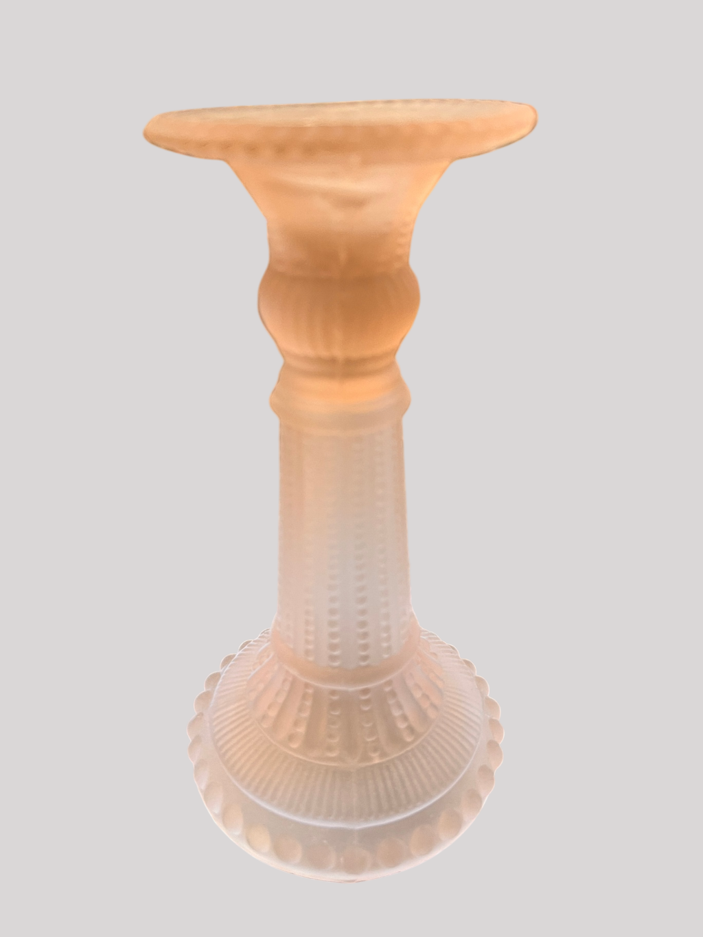 Vintage Pink Frosted Glass Candlestick