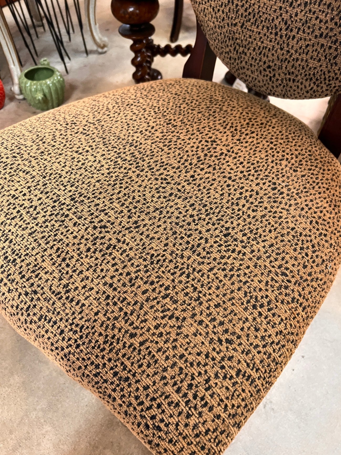 Fairfield Upholstered Oval-Back Side Chair – New, Textured Jacquard, Made in USA