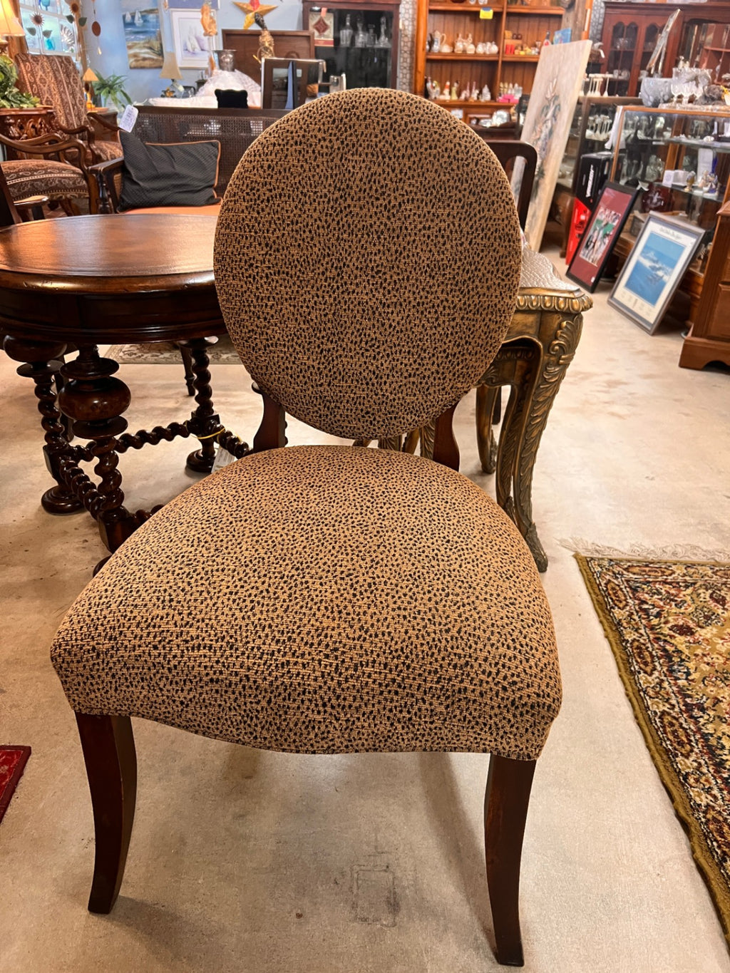 Fairfield Upholstered Oval-Back Side Chair – New, Textured Jacquard, Made in USA