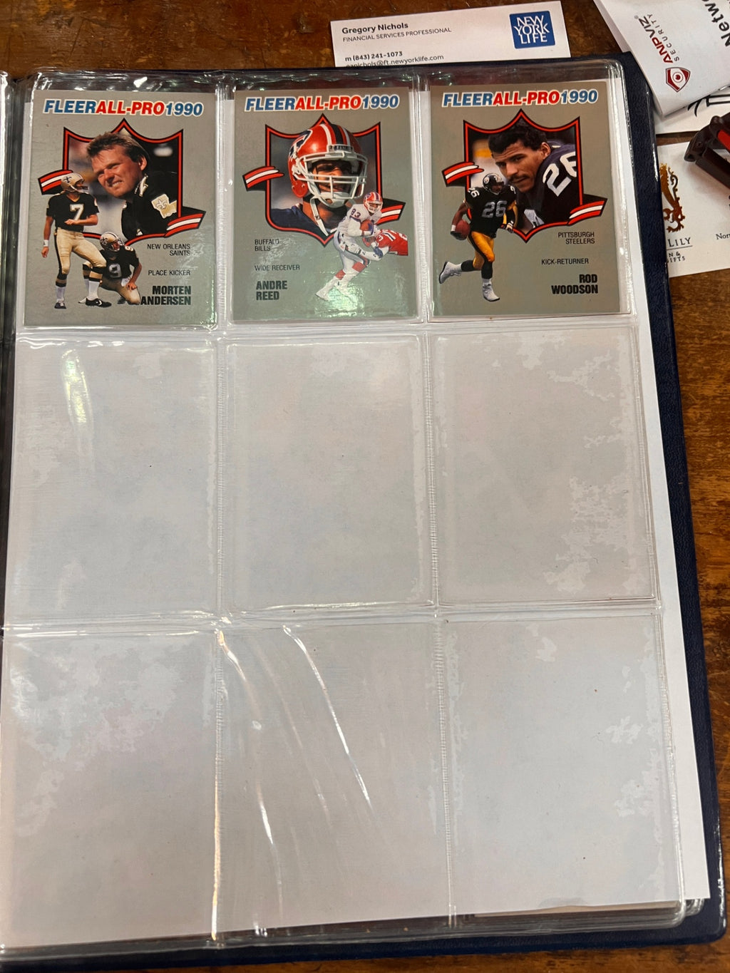 Assorted Football Cards in Baseball Binder