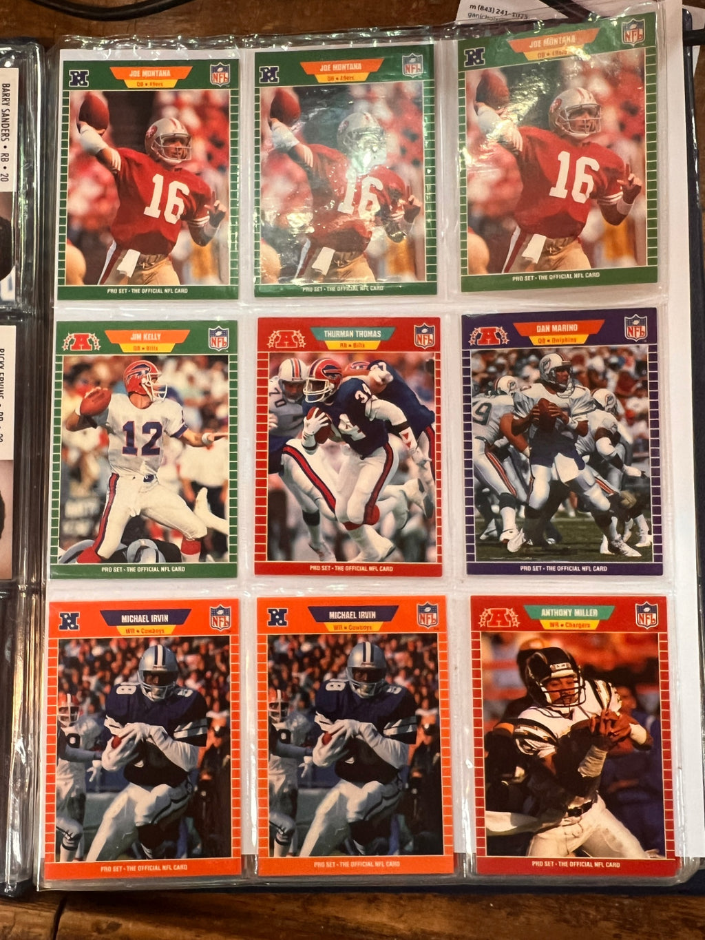Assorted Football Cards in Baseball Binder