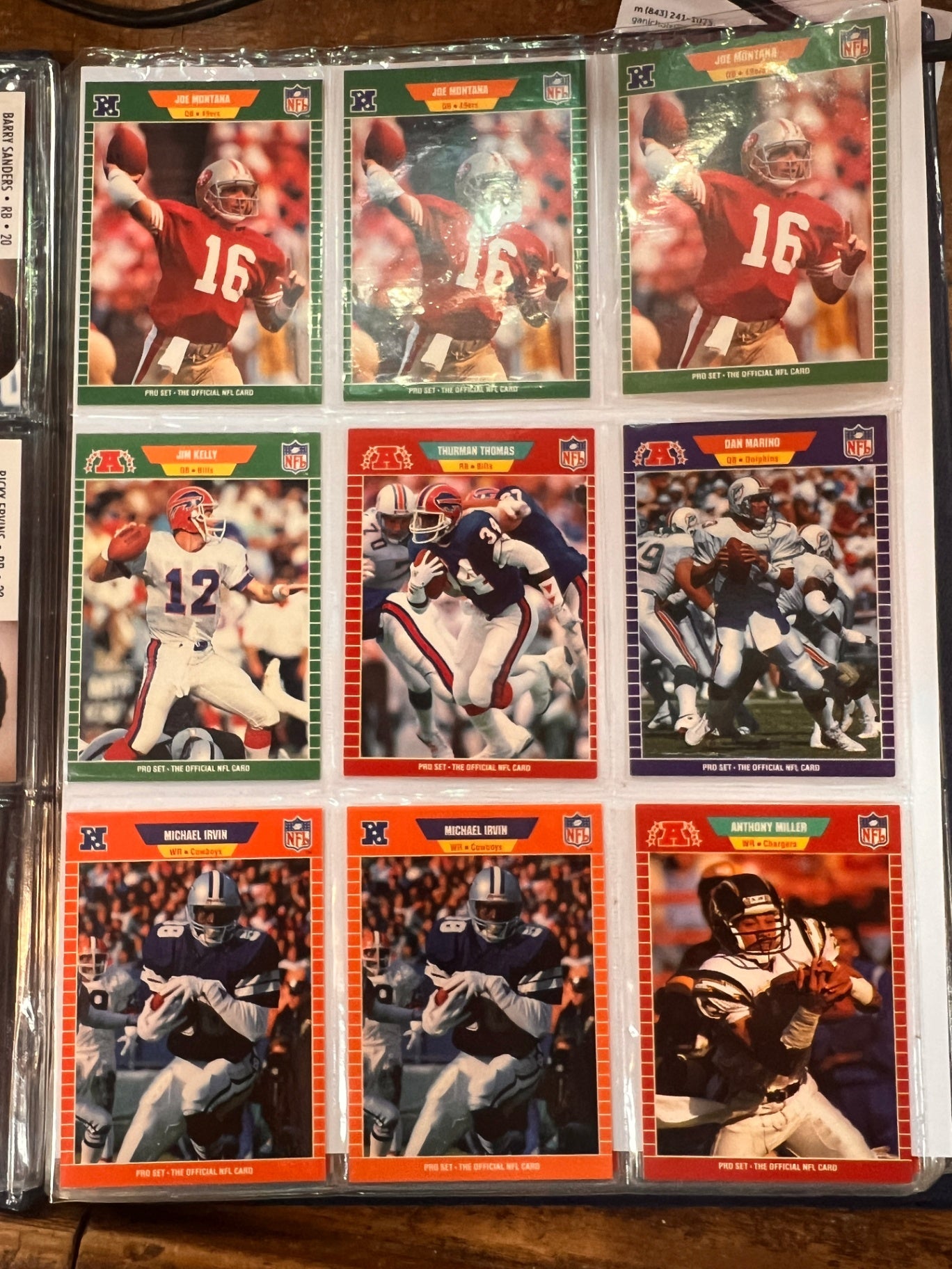 Assorted Football Cards in Baseball Binder