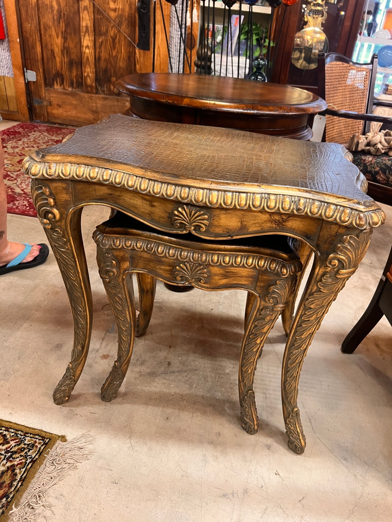 Gold Wood Furniture Table Large New with tags OLF (Overton Lloyd Furniture)