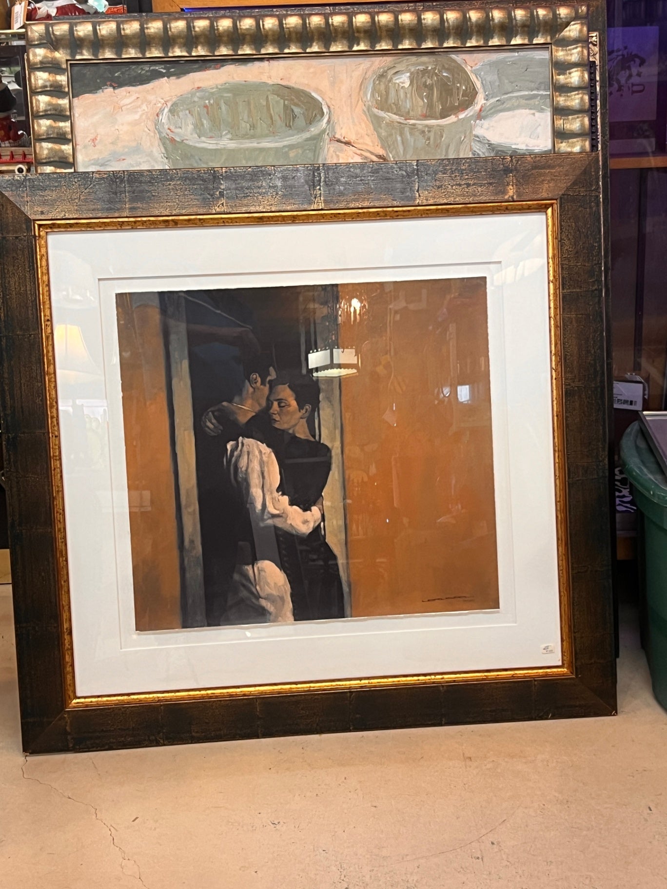 Claude Larussa Signed Limited Edition Print – Couple Embracing – 72/100 – Framed Large Wall Art