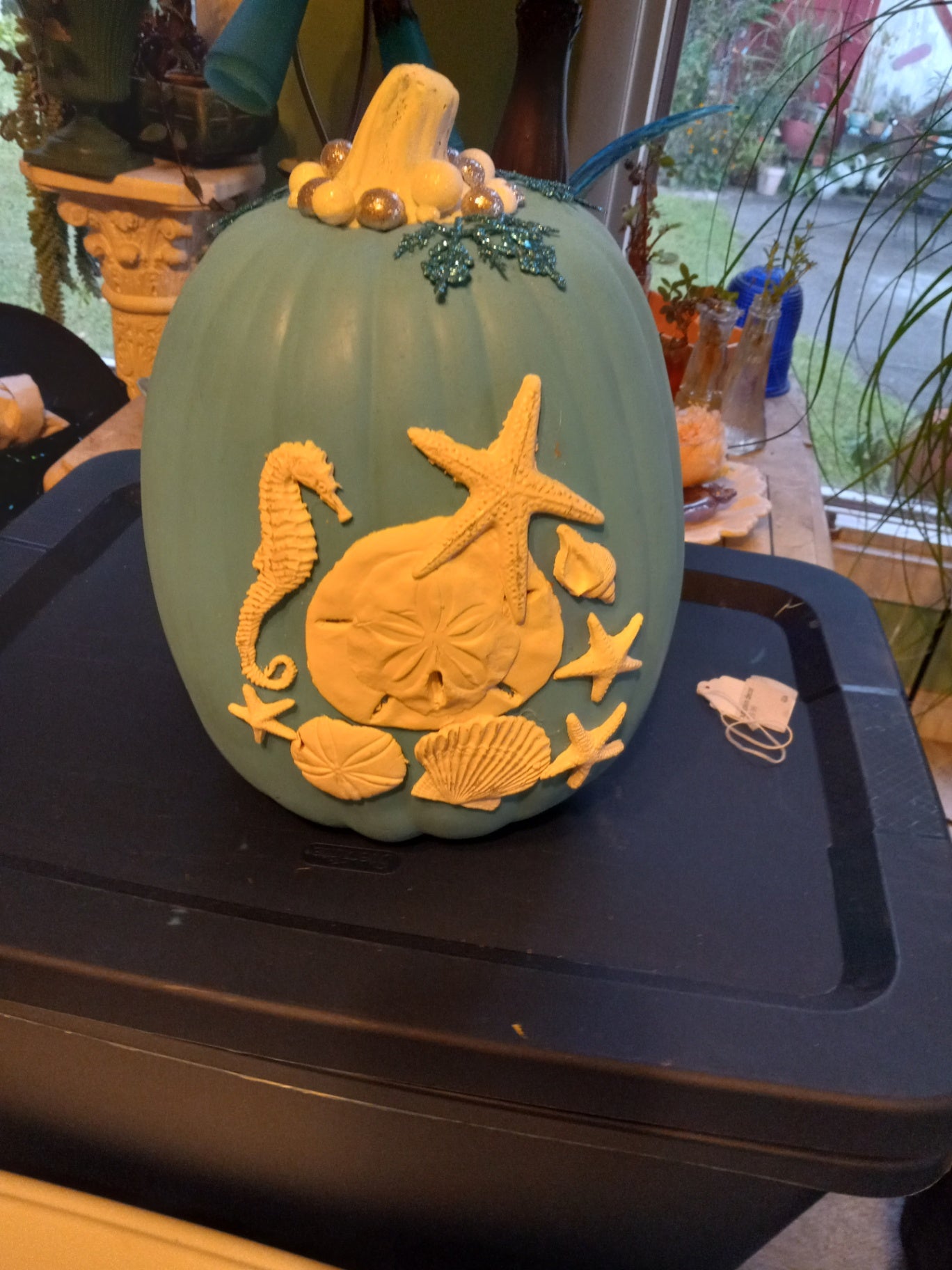 Teal seashell pumpkin dsc