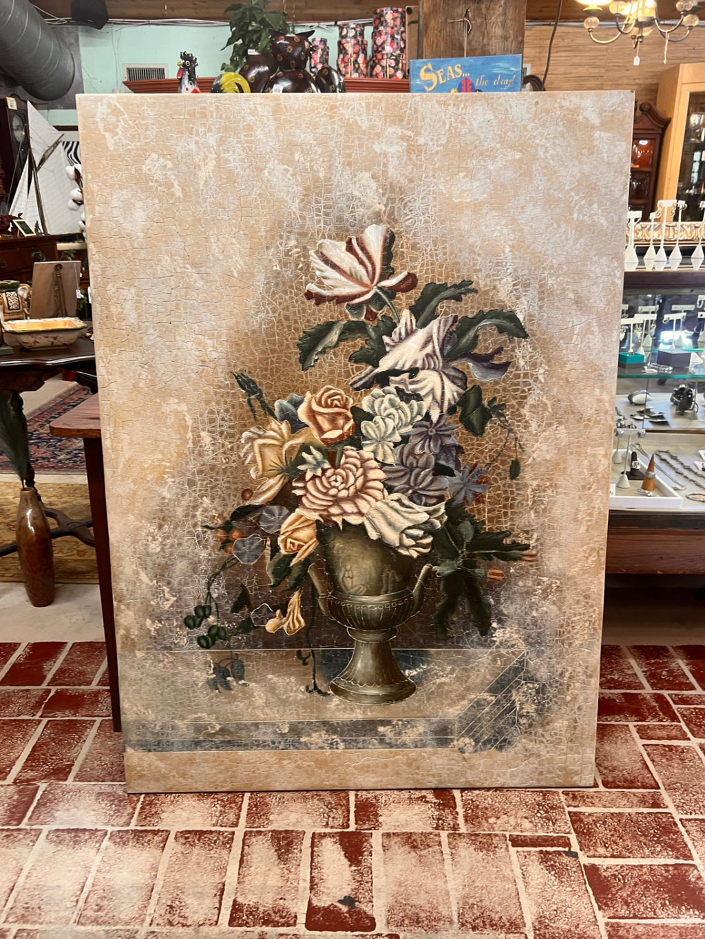 New Paragon Picture Gallery Hand-Painted Floral Still Life Wall Art – 51” × 36”