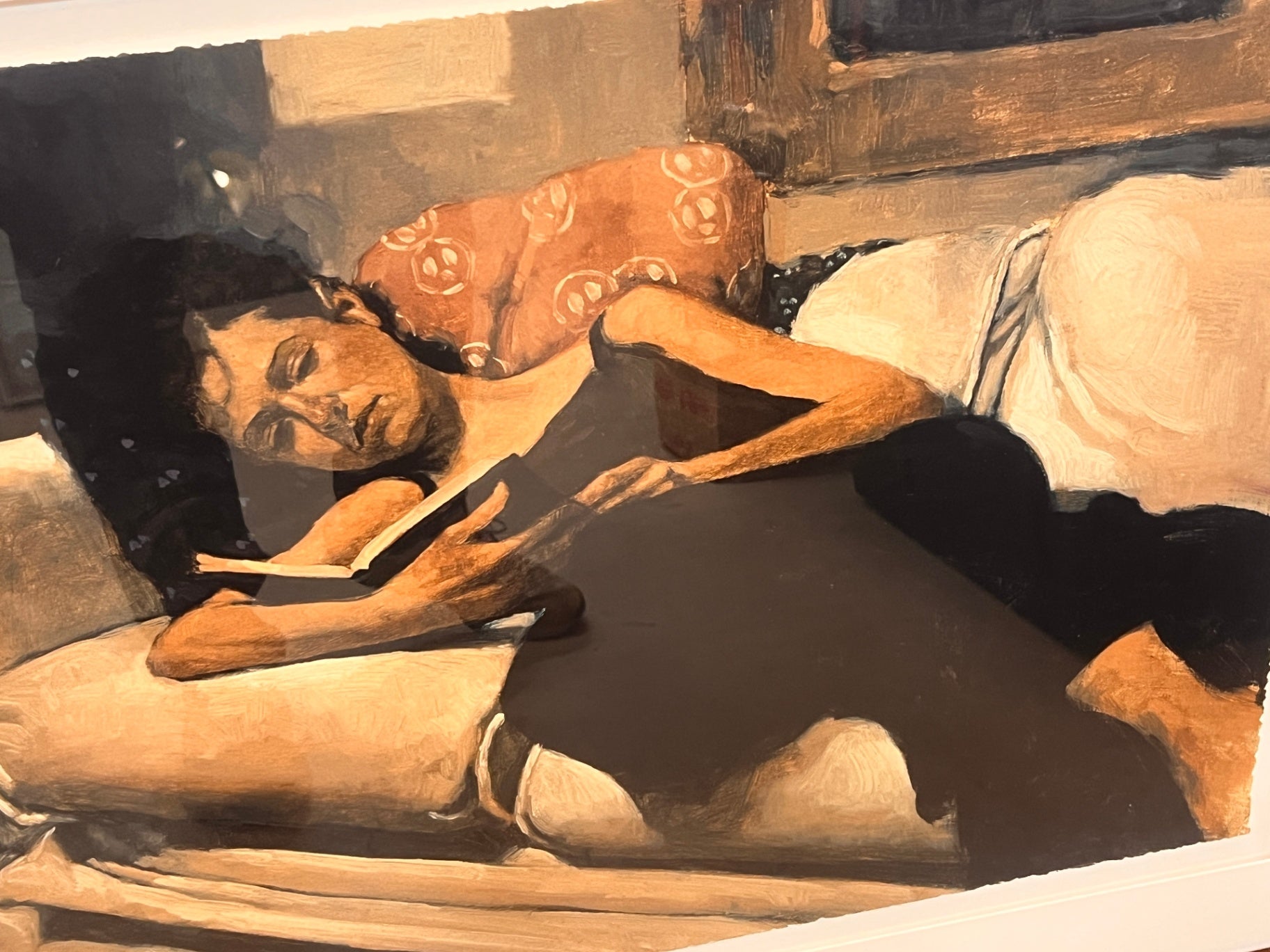 Claude Larussa Limited Edition Print – Reclining Woman Reading – Signed 72/100 – Large Framed