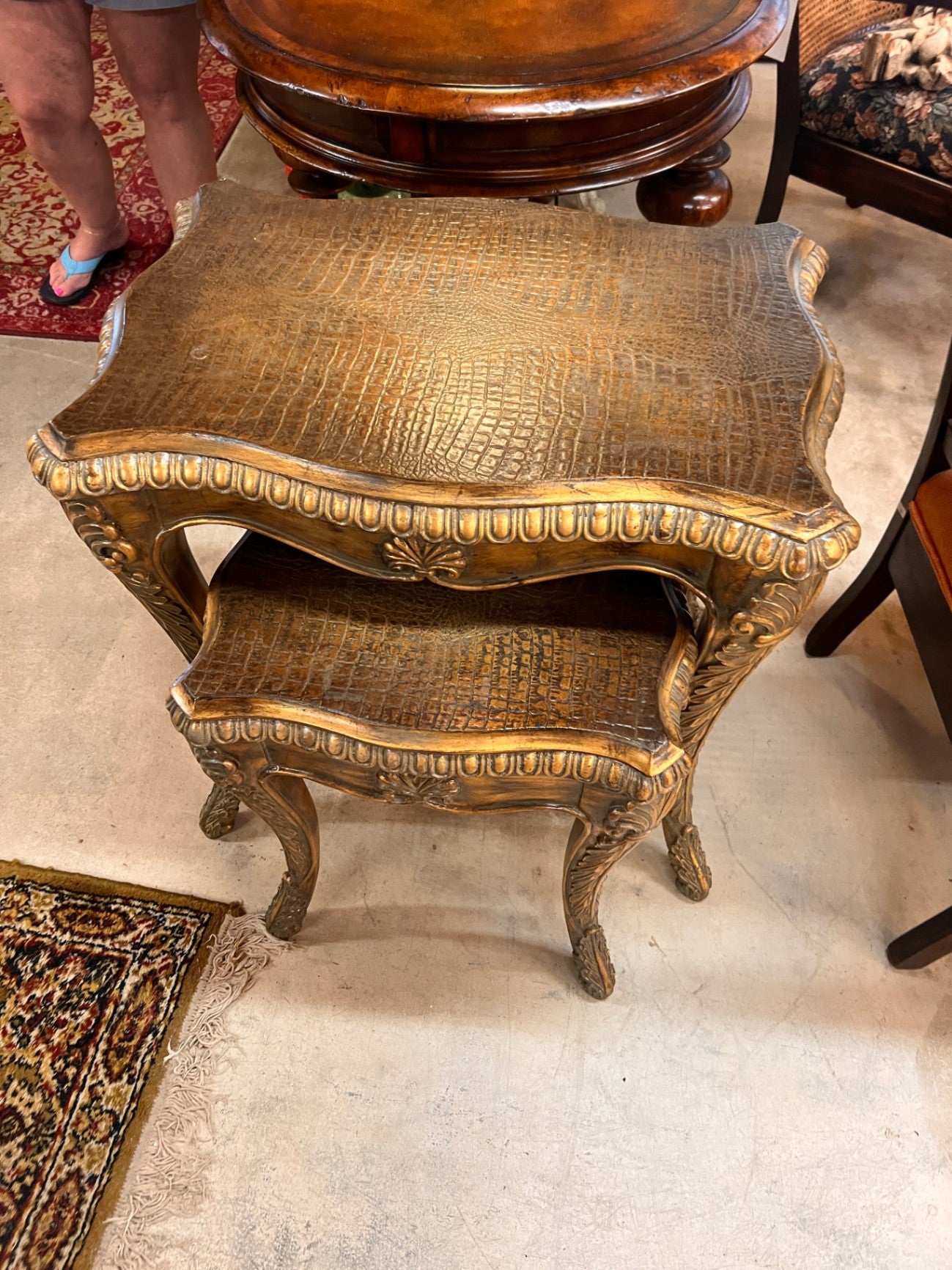 Gold Wood Furniture Table Large New with tags OLF (Overton Lloyd Furniture)