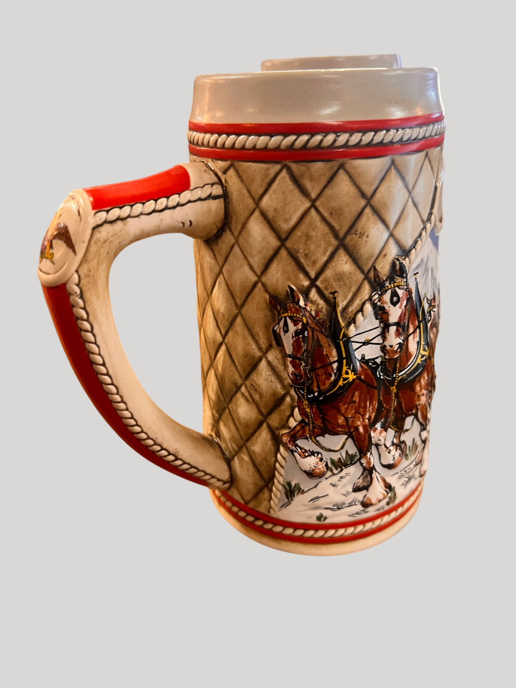 1985 “Clydesdales Journeying Through Snow-Capped Mountains”