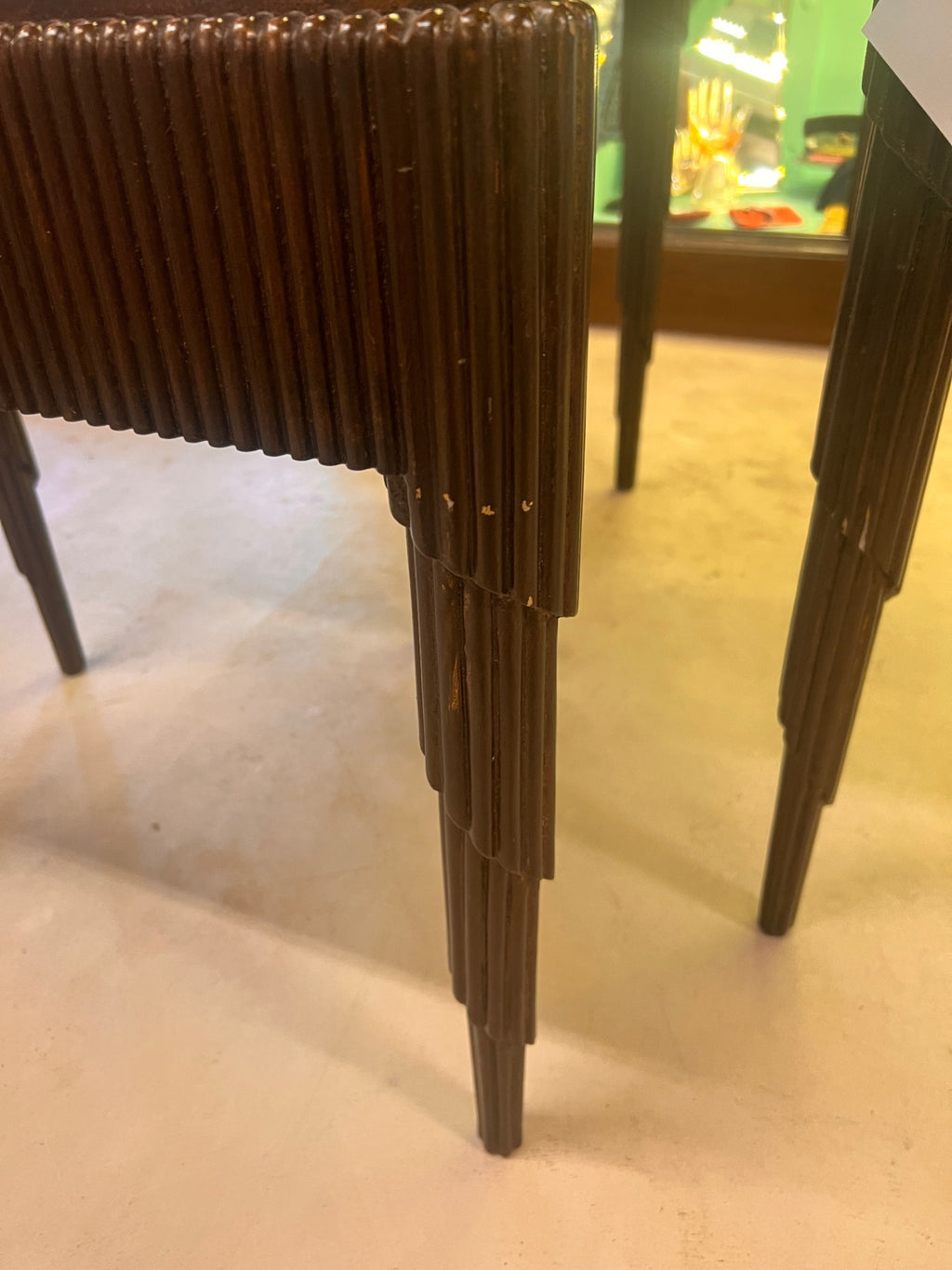 Pair of Triangular Nesting Tables with Ribbed Frame
