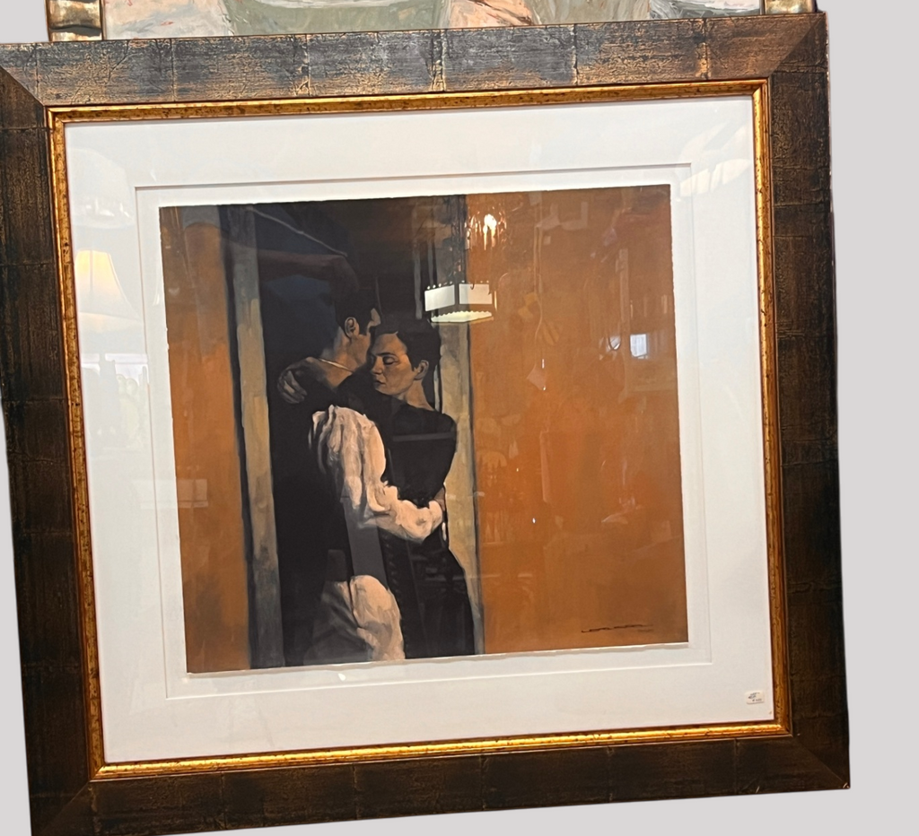 Claude Larussa Signed Limited Edition Print – Couple Embracing – 72/100 – Framed Large Wall Art