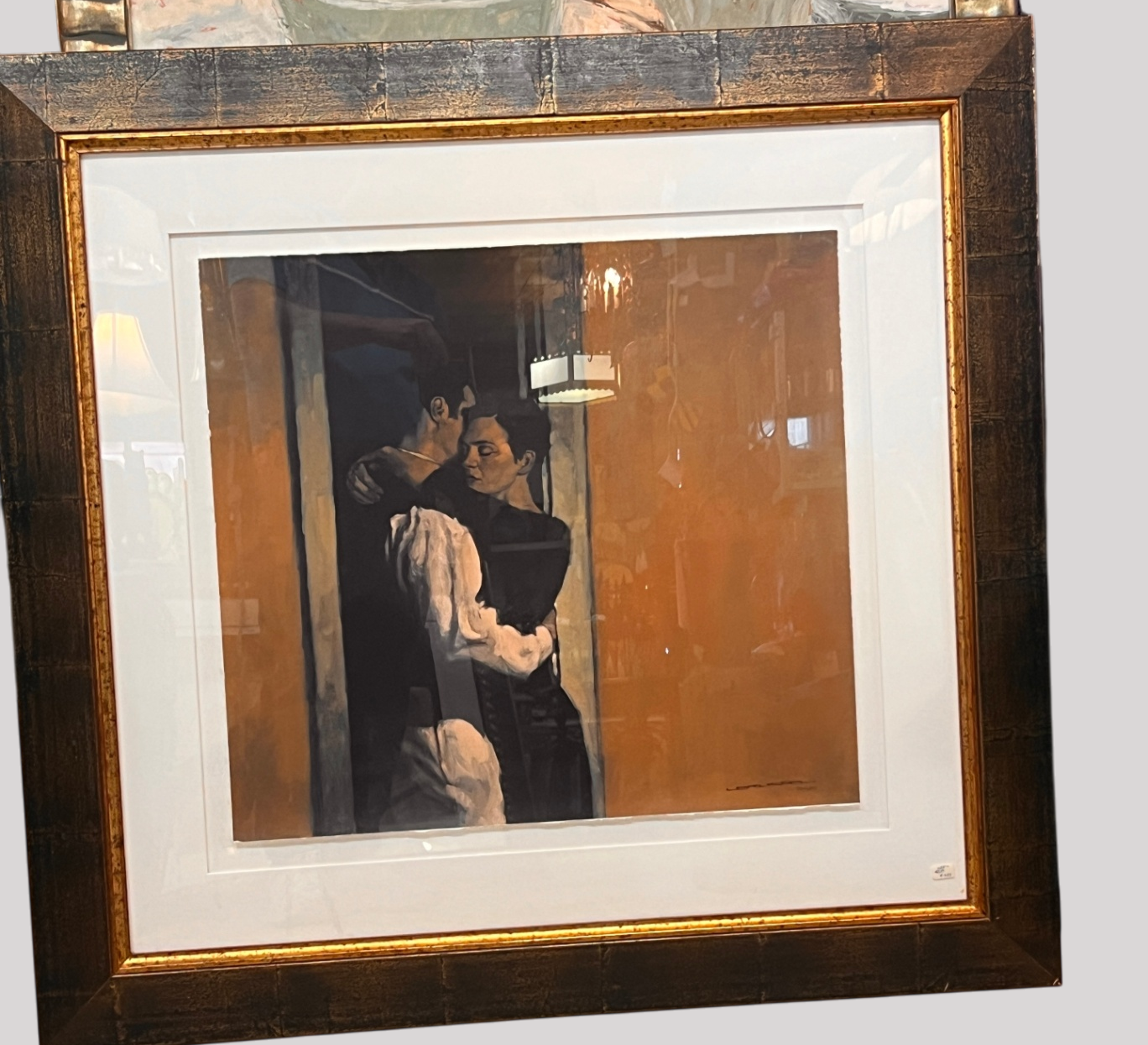 Claude Larussa Signed Limited Edition Print – Couple Embracing – 72/100 – Framed Large Wall Art