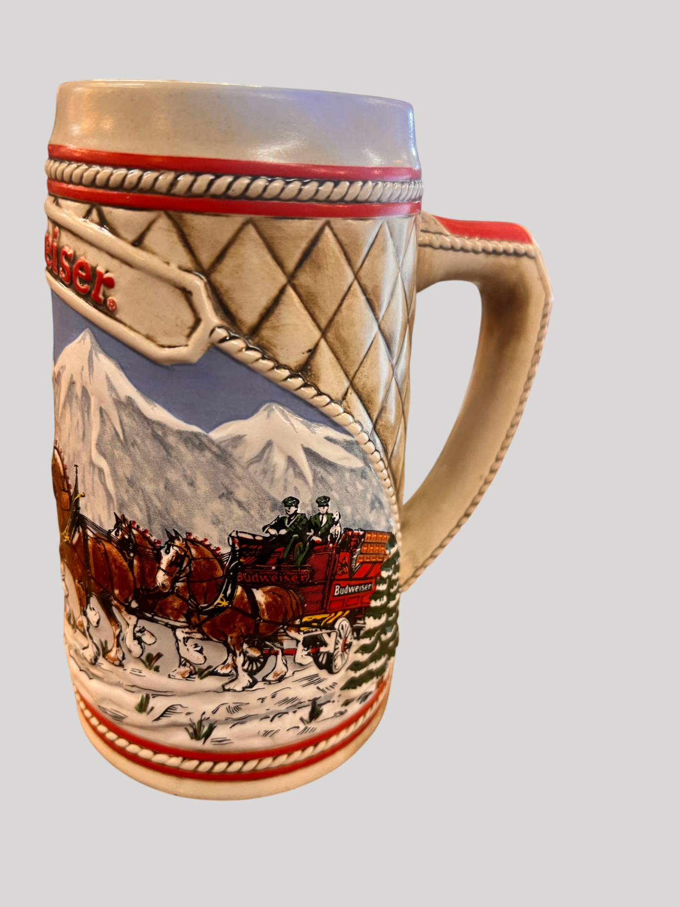 1985 “Clydesdales Journeying Through Snow-Capped Mountains”