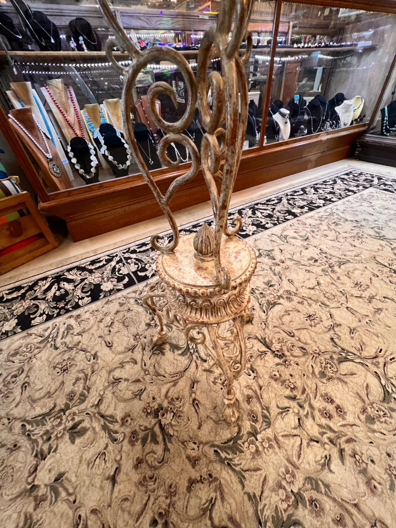 New Figural Caryatid Pedestal Side Table – Faux Crocodile Top, Hollywood Regency / Neoclassical
