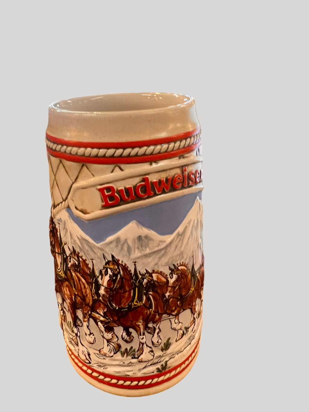 1985 “Clydesdales Journeying Through Snow-Capped Mountains”