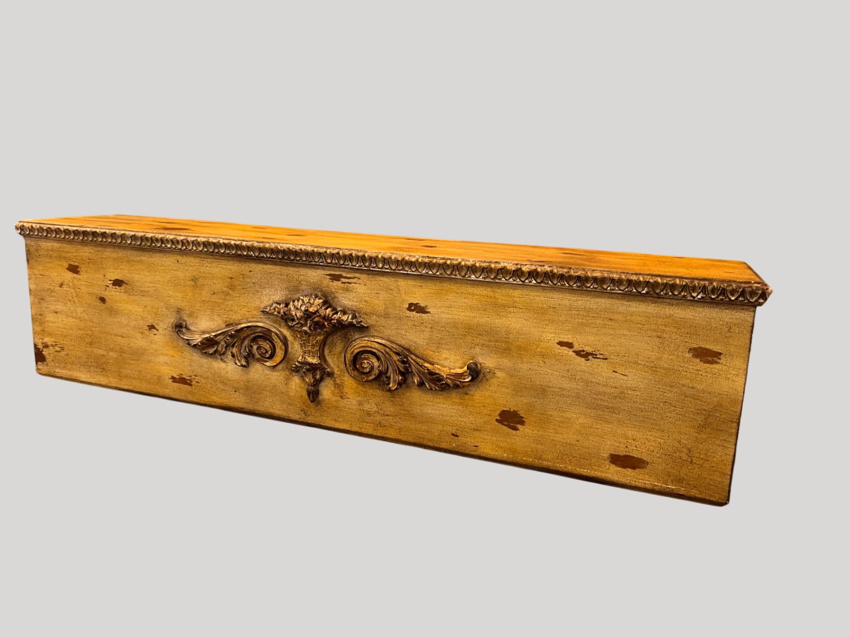 Neoclassical Decorative Wall Console / Shelf – Distressed Gilt Finish, Old World Style