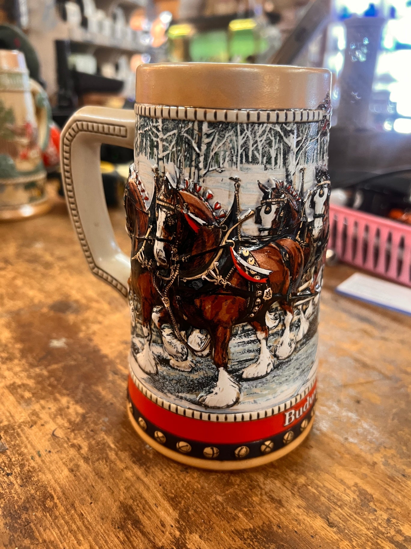 988 Budweiser Holiday Stein – Collector’s Series  “Country Bridge” (1988 Collector’s Edition)