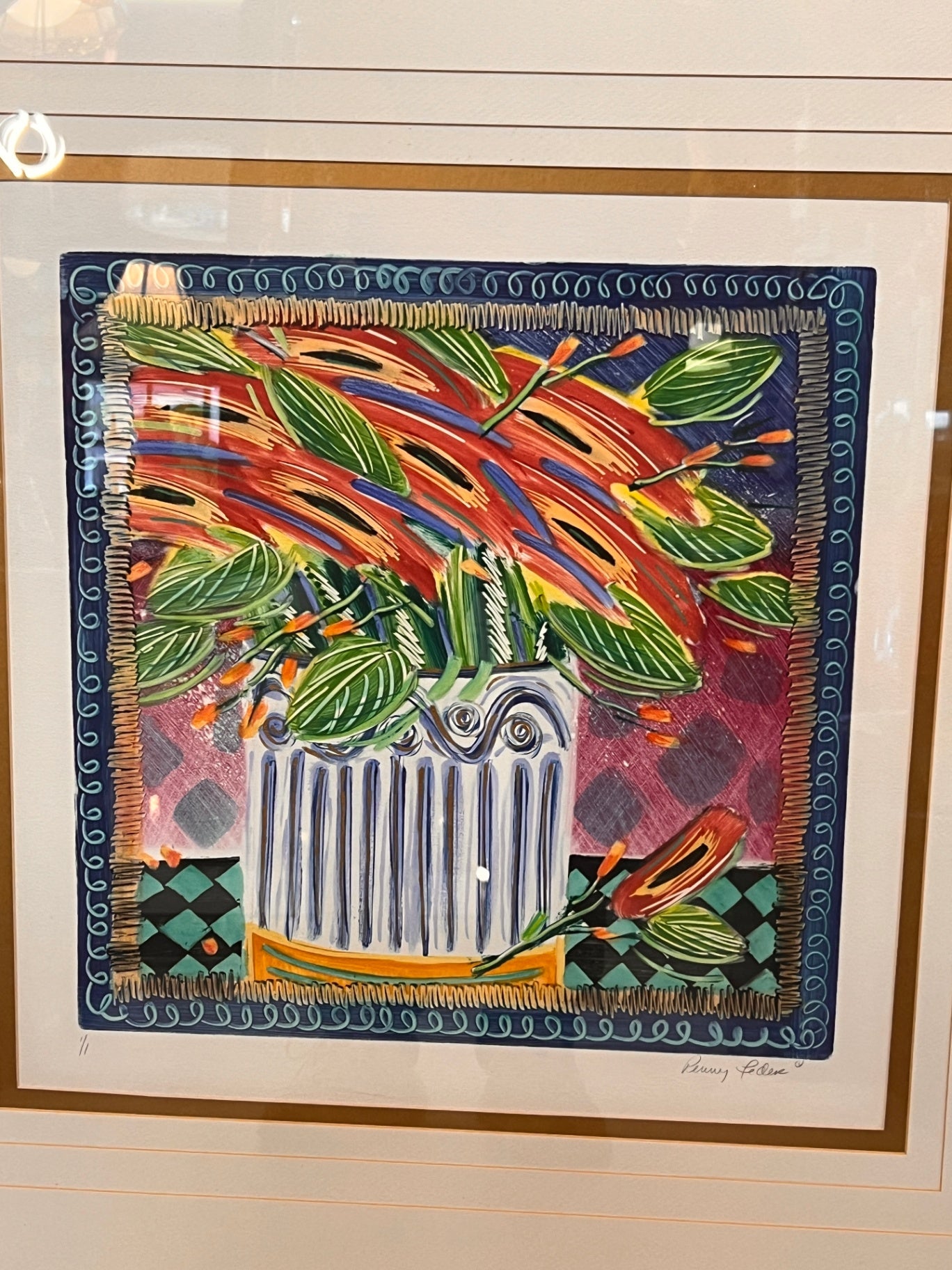 Penny Feder Original Monoprint Porcelain Pot – Hand-Signed, COA, 1/1