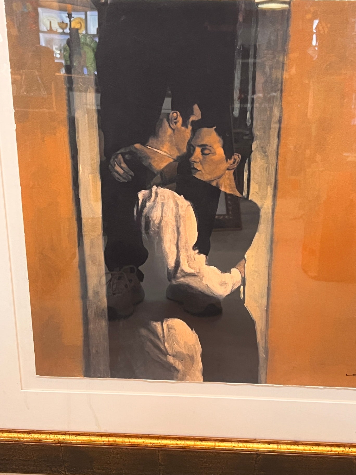 Claude Larussa Signed Limited Edition Print – Couple Embracing – 72/100 – Framed Large Wall Art
