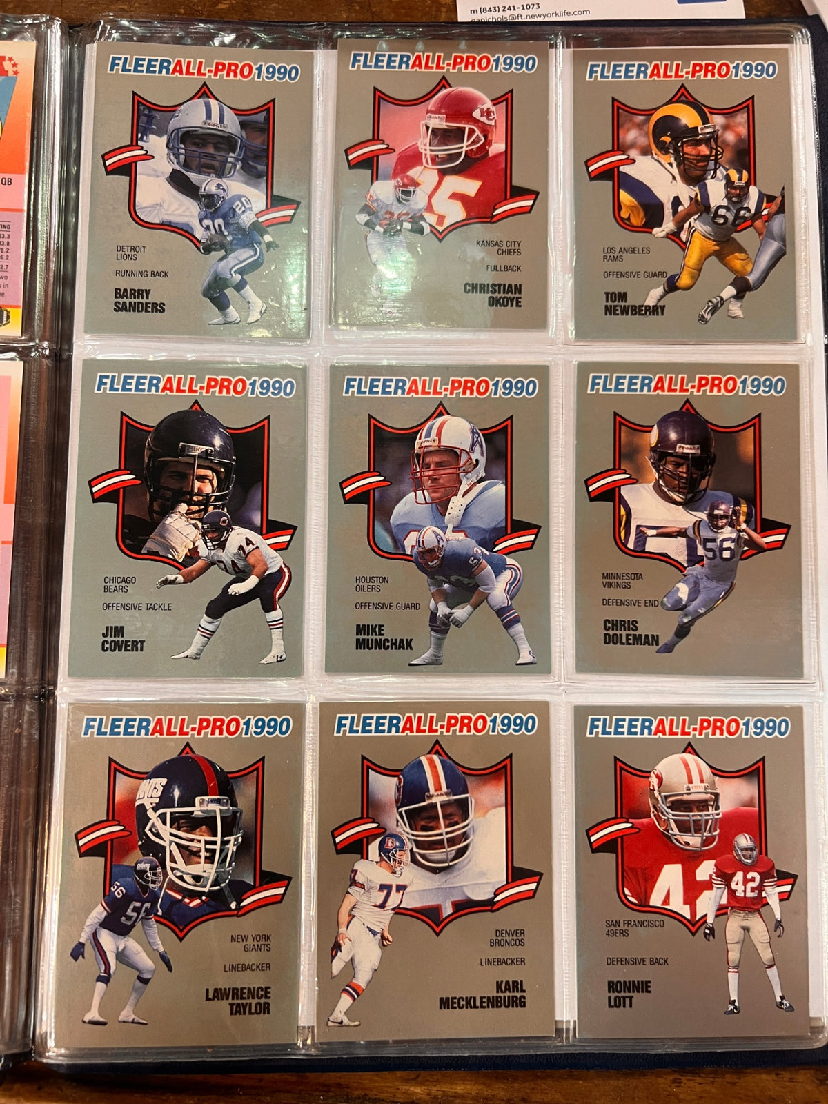 Assorted Football Cards in Baseball Binder