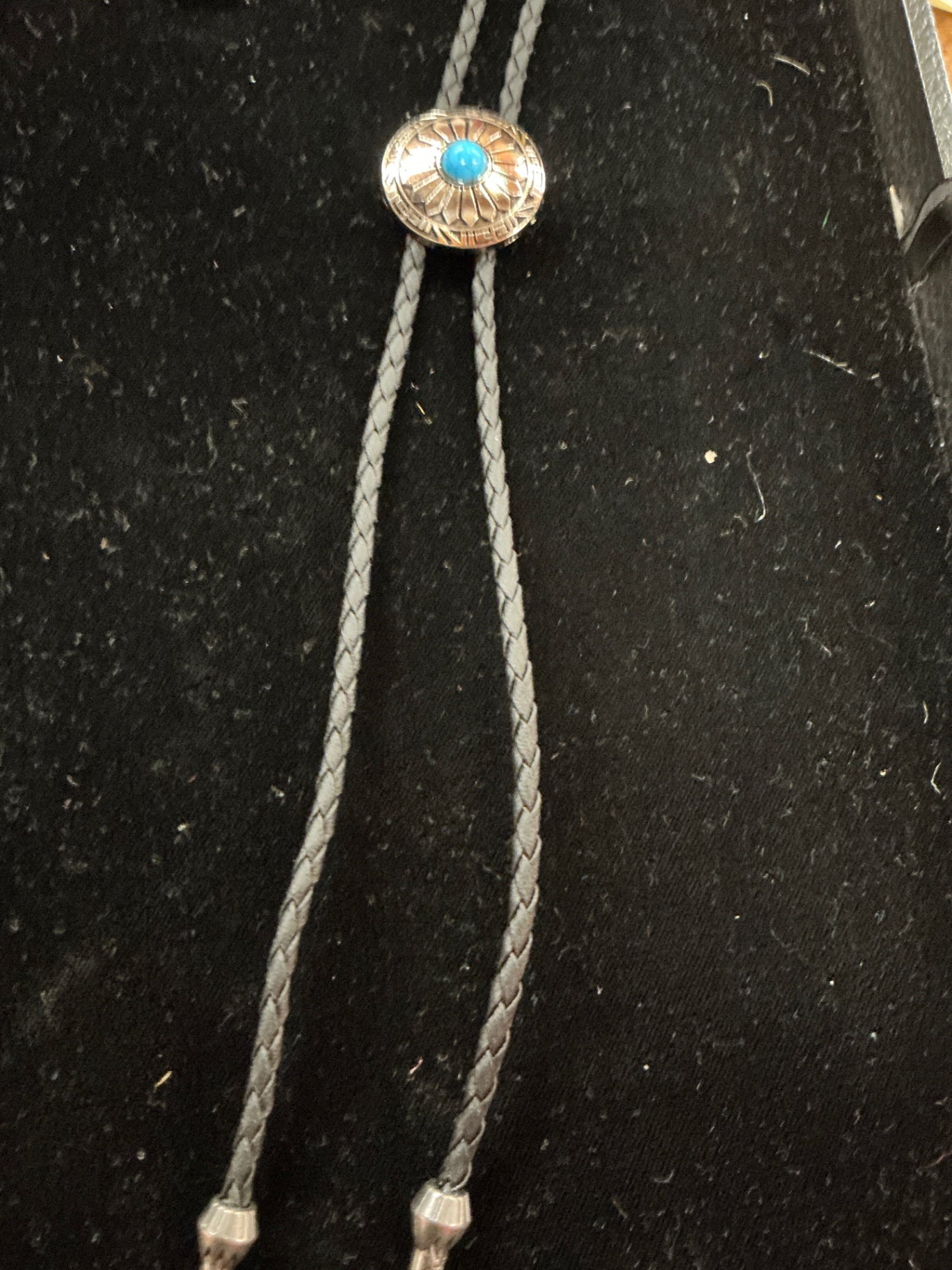 Vintage Western Bolo Tie with Turquoise Centerpiece