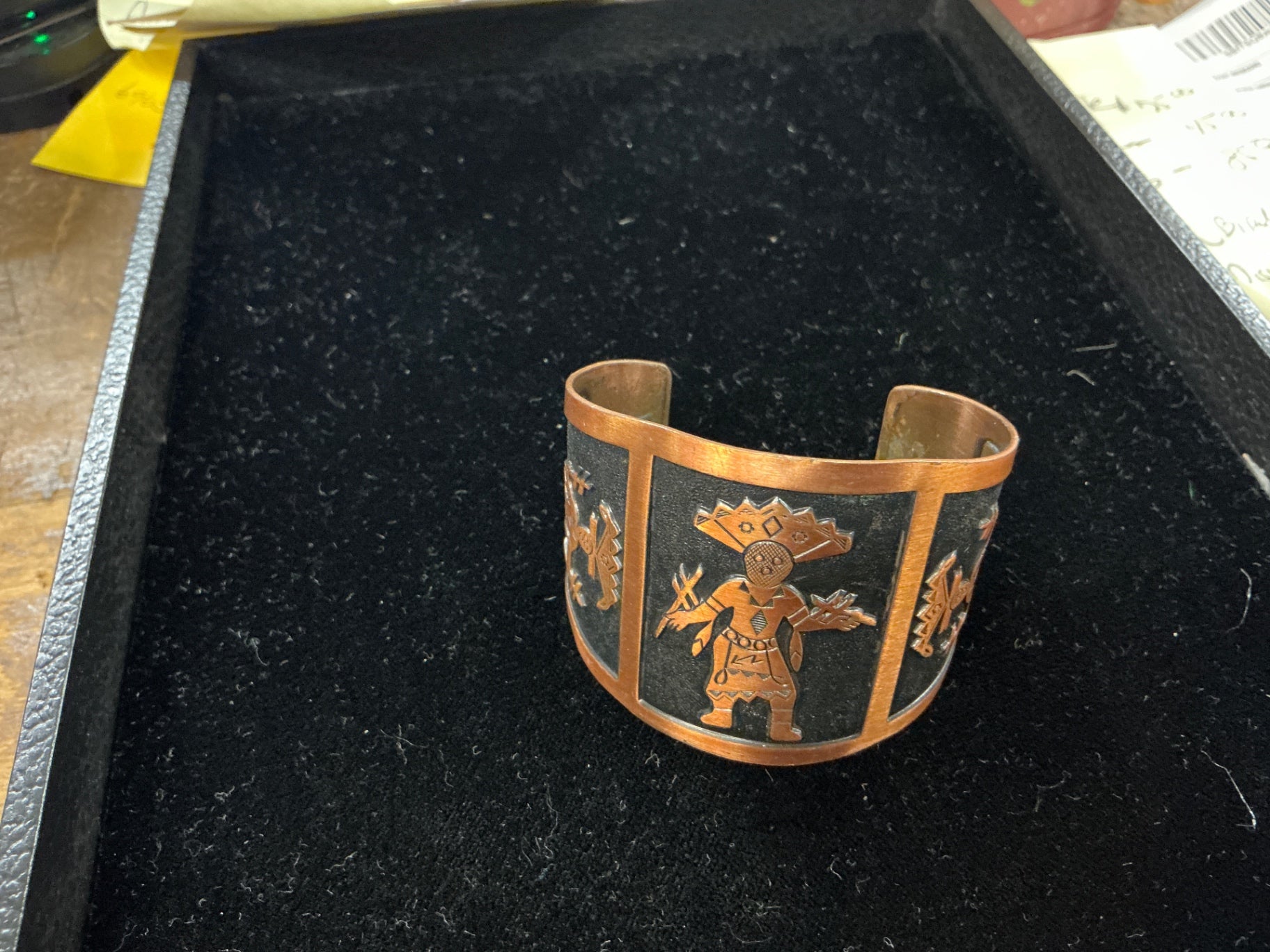Bell Trading Post Solid Copper Cuff Bracelet with Kachina Figures