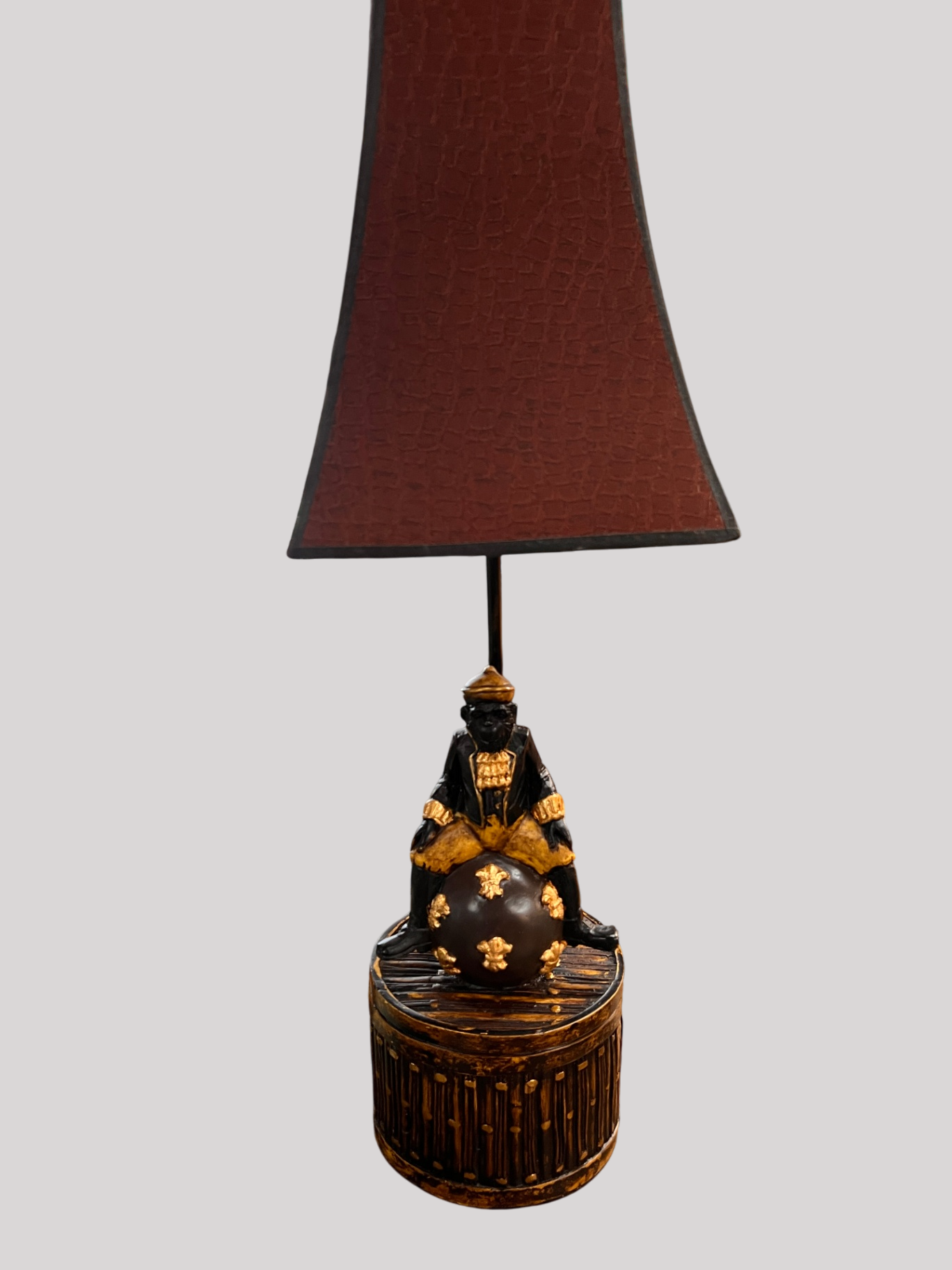 Exotic Boutique Figural Table Lamp with Red Crocodile-Pattern Shade