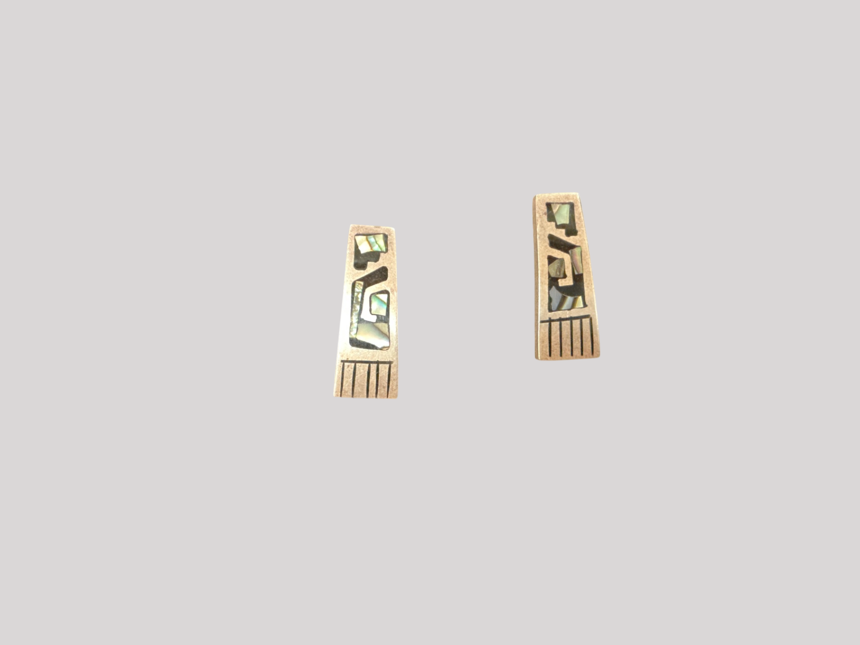 Pair of Vintage Mexican Sterling Silver Inlaid Earrings