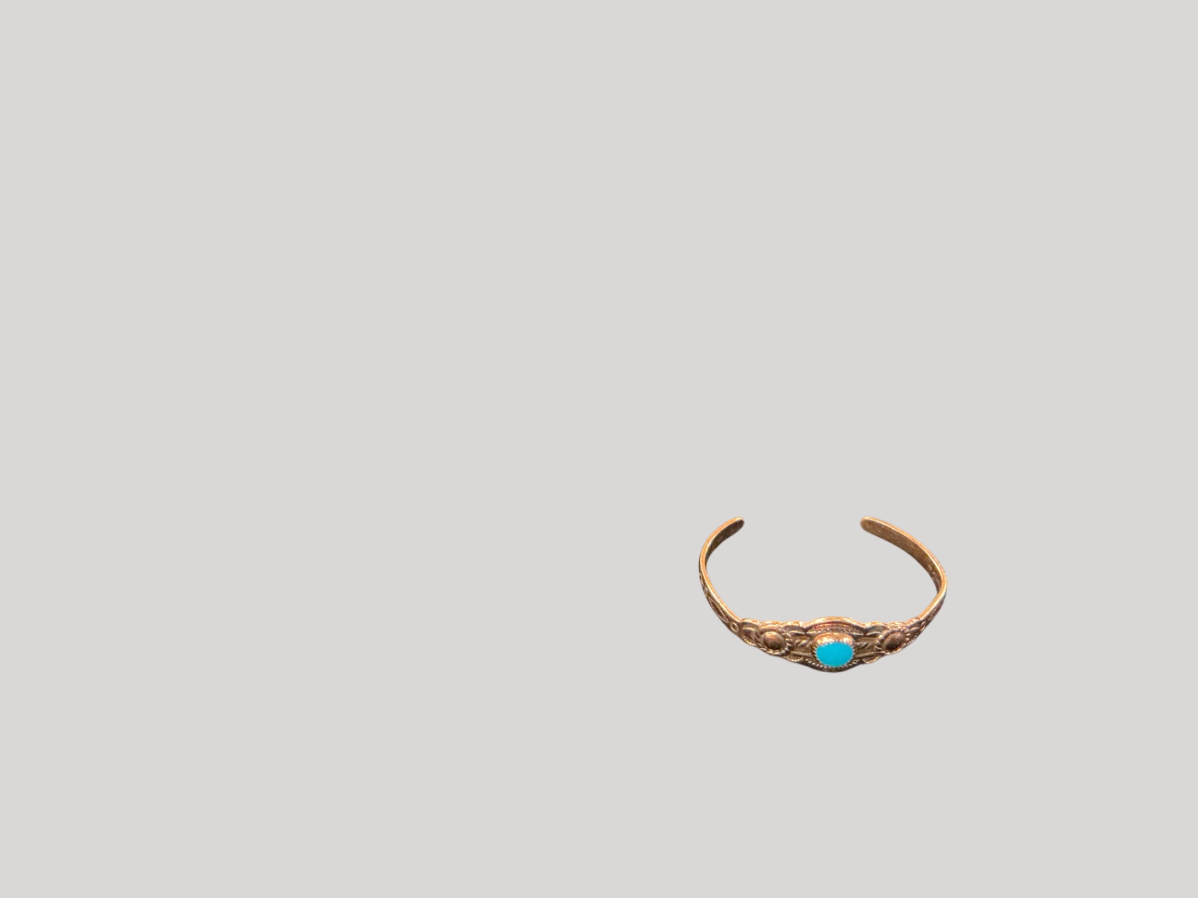 Vintage Copper Cuff Bracelet with Turquoise Cabochon