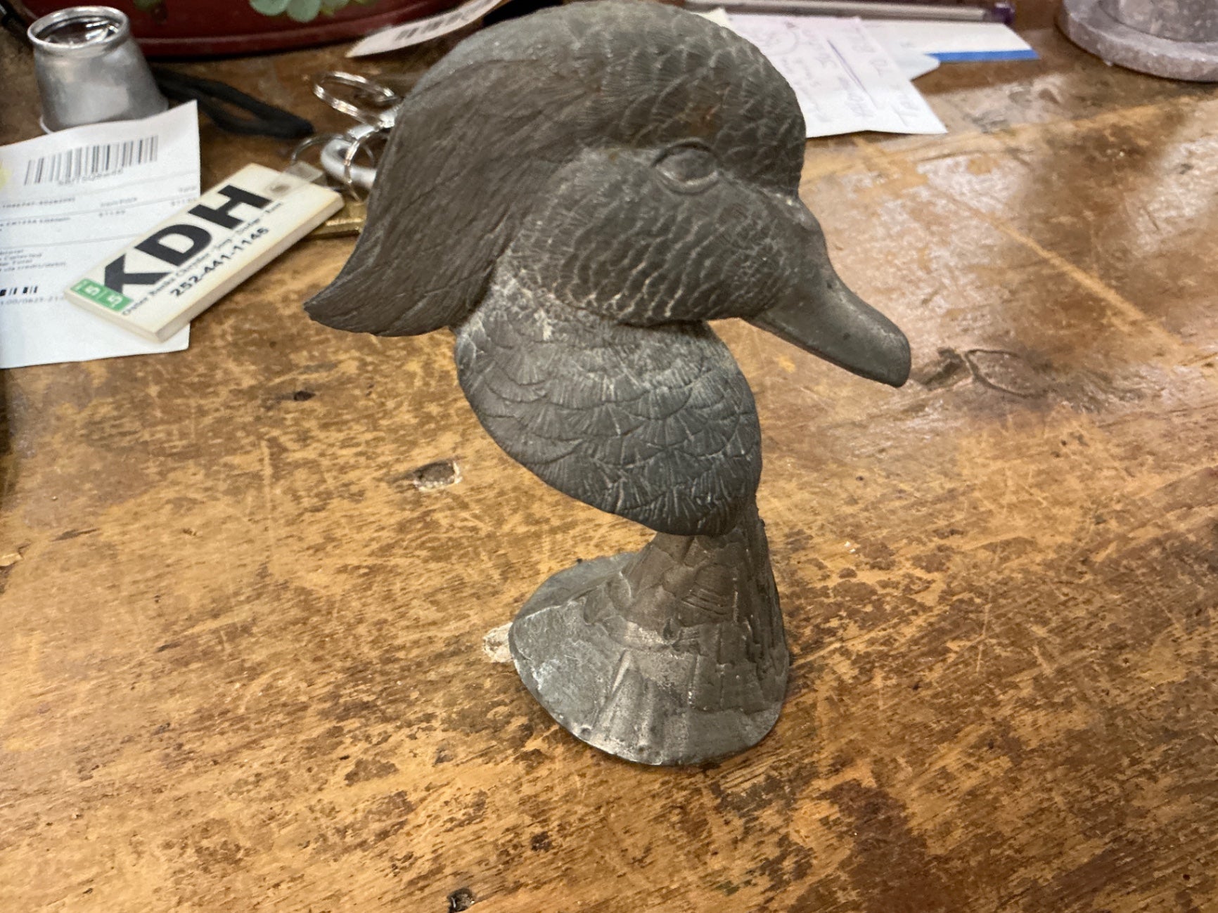 Vintage Hand-Carved Stone Duck Head Sculpture