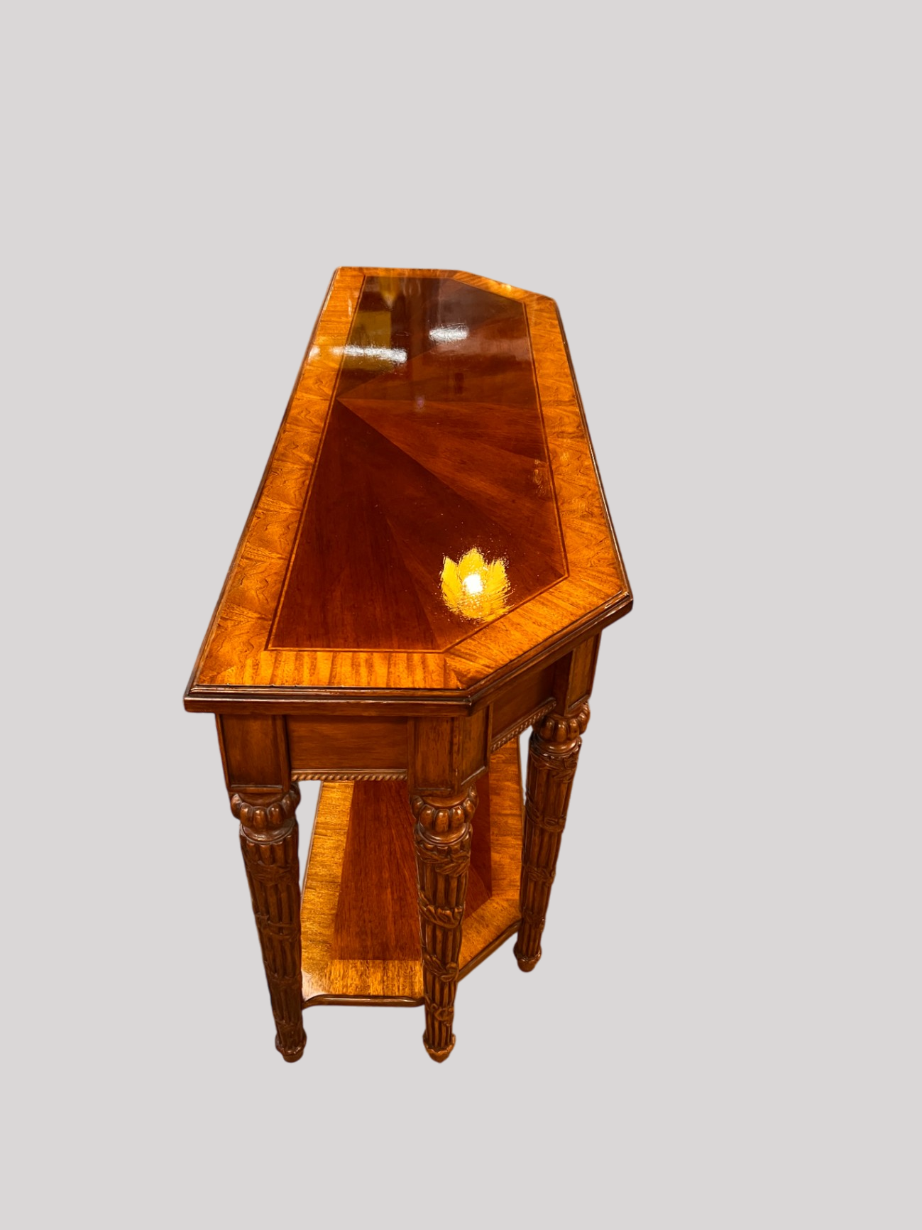 Inlaid Design Ornate Carved Leg Sofa Table