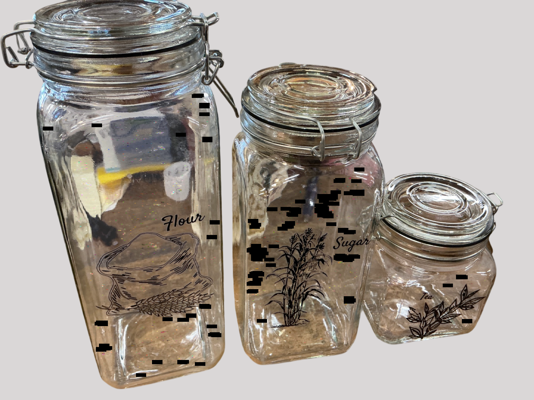 Canisters glass set 0f 3